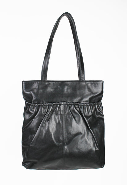 DRIES VAN NOTEN LEATHER RUCHED TOTE BAG