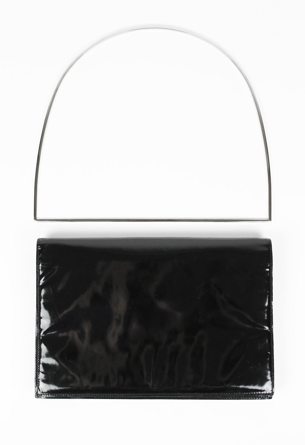 GUCCI TOM FORD FW 1997 METAL RING PATENT CONVERTIBLE SHOULDER BAG