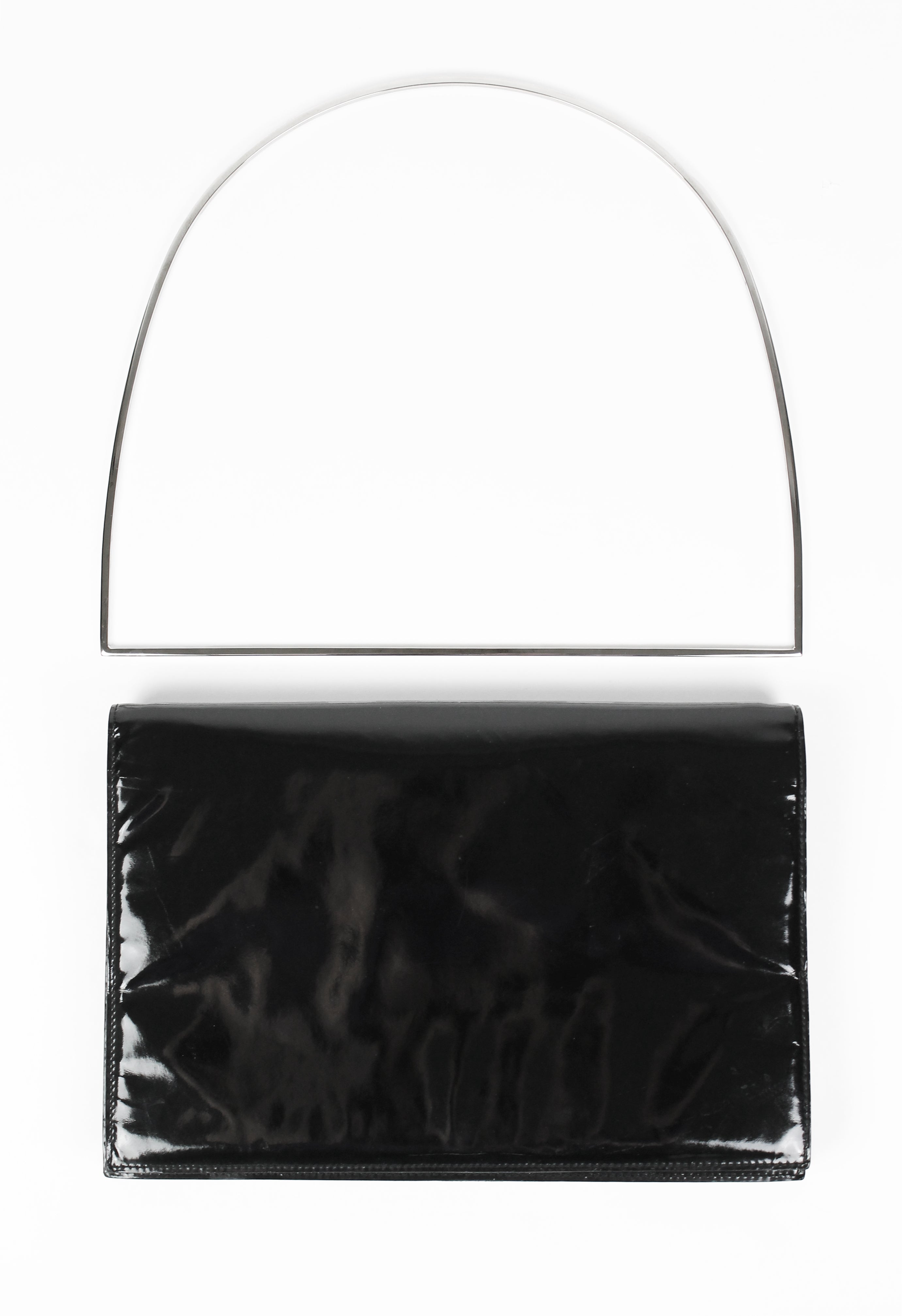 GUCCI TOM FORD FW 1997 METAL RING PATENT CONVERTIBLE SHOULDER BAG