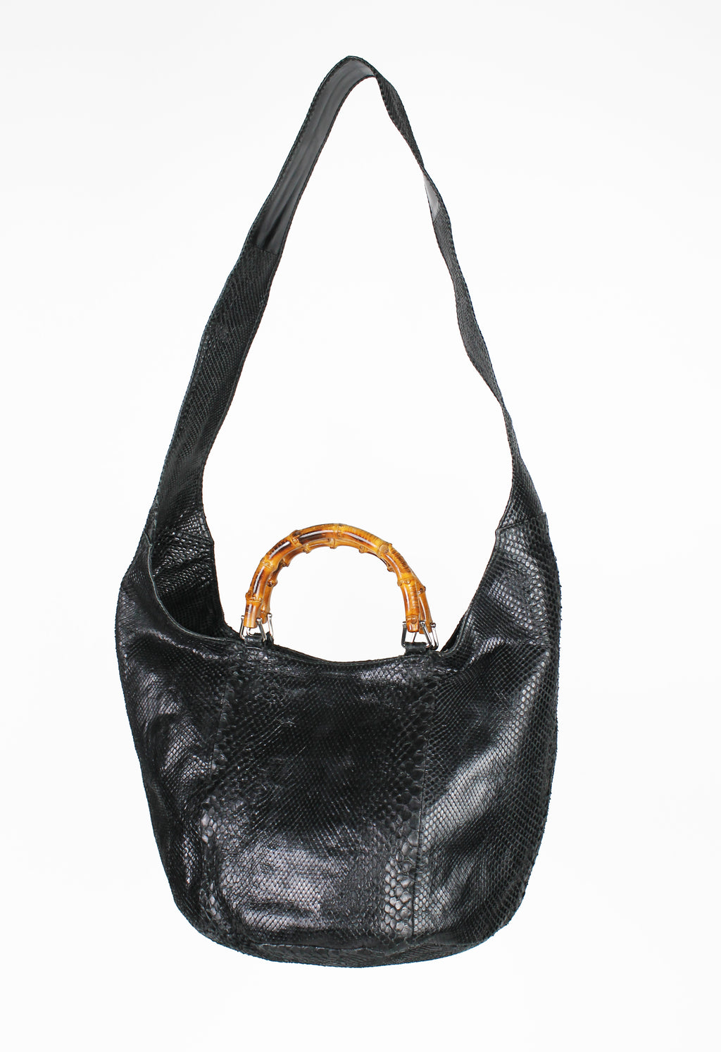 GUCCI TOM FORD SS 1996 BLACK PYTHON BAMBOO BAG