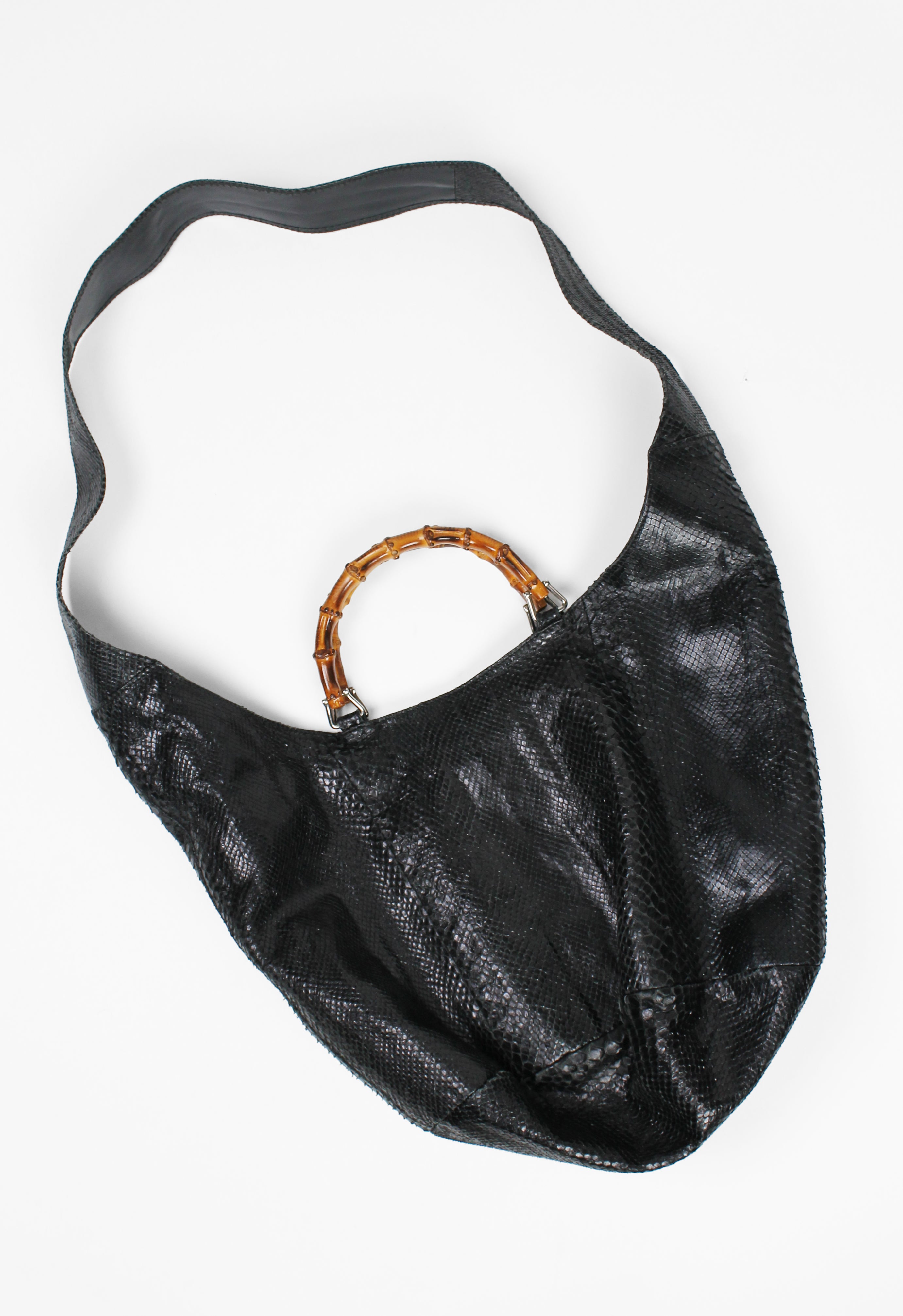 GUCCI TOM FORD SS 1996 BLACK PYTHON BAMBOO BAG