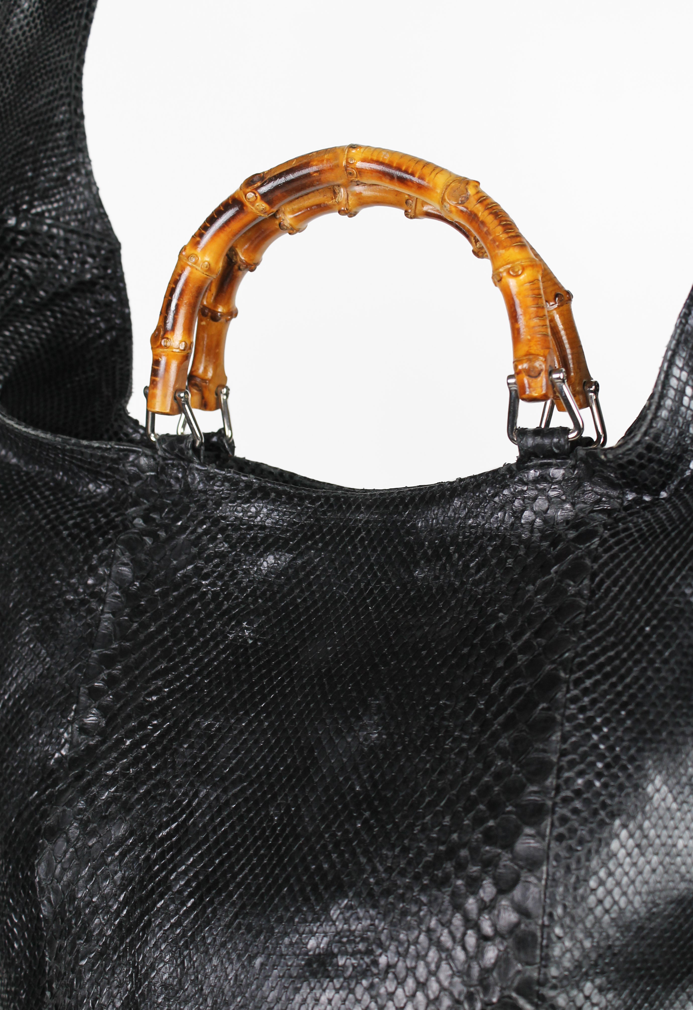 GUCCI TOM FORD SS 1996 BLACK PYTHON BAMBOO BAG