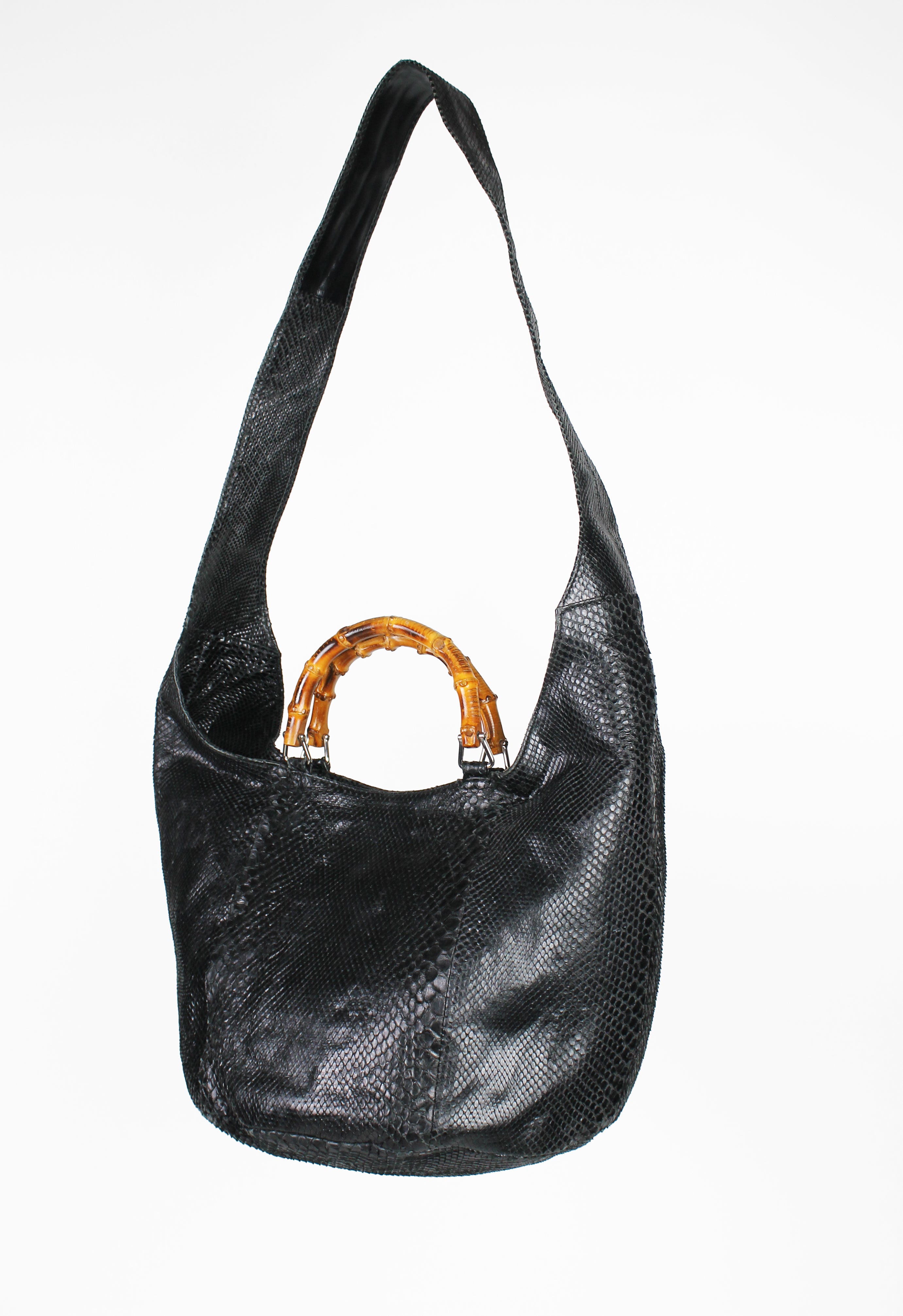 GUCCI TOM FORD SS 1996 BLACK PYTHON BAMBOO BAG