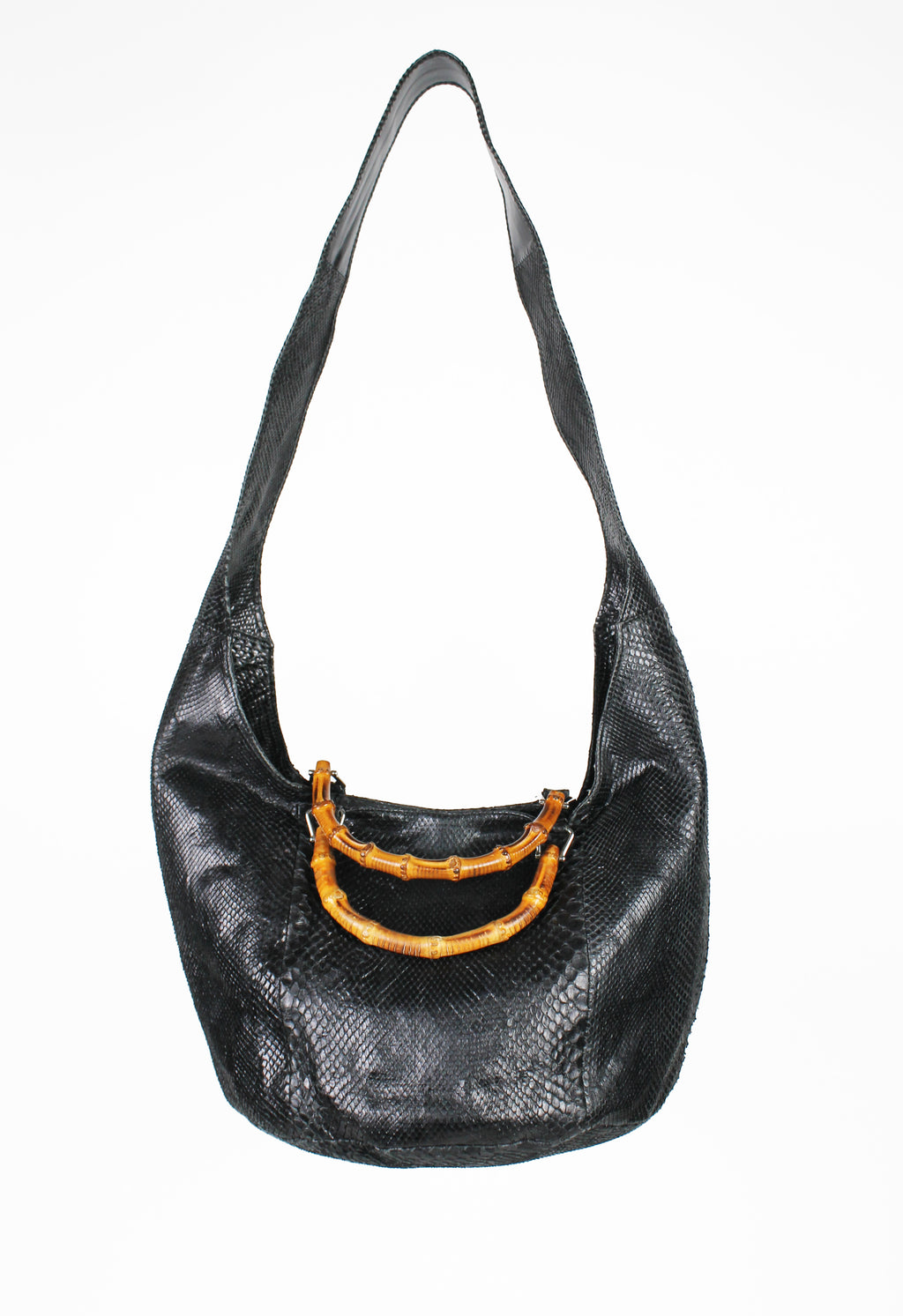 GUCCI TOM FORD SS 1996 BLACK PYTHON BAMBOO BAG