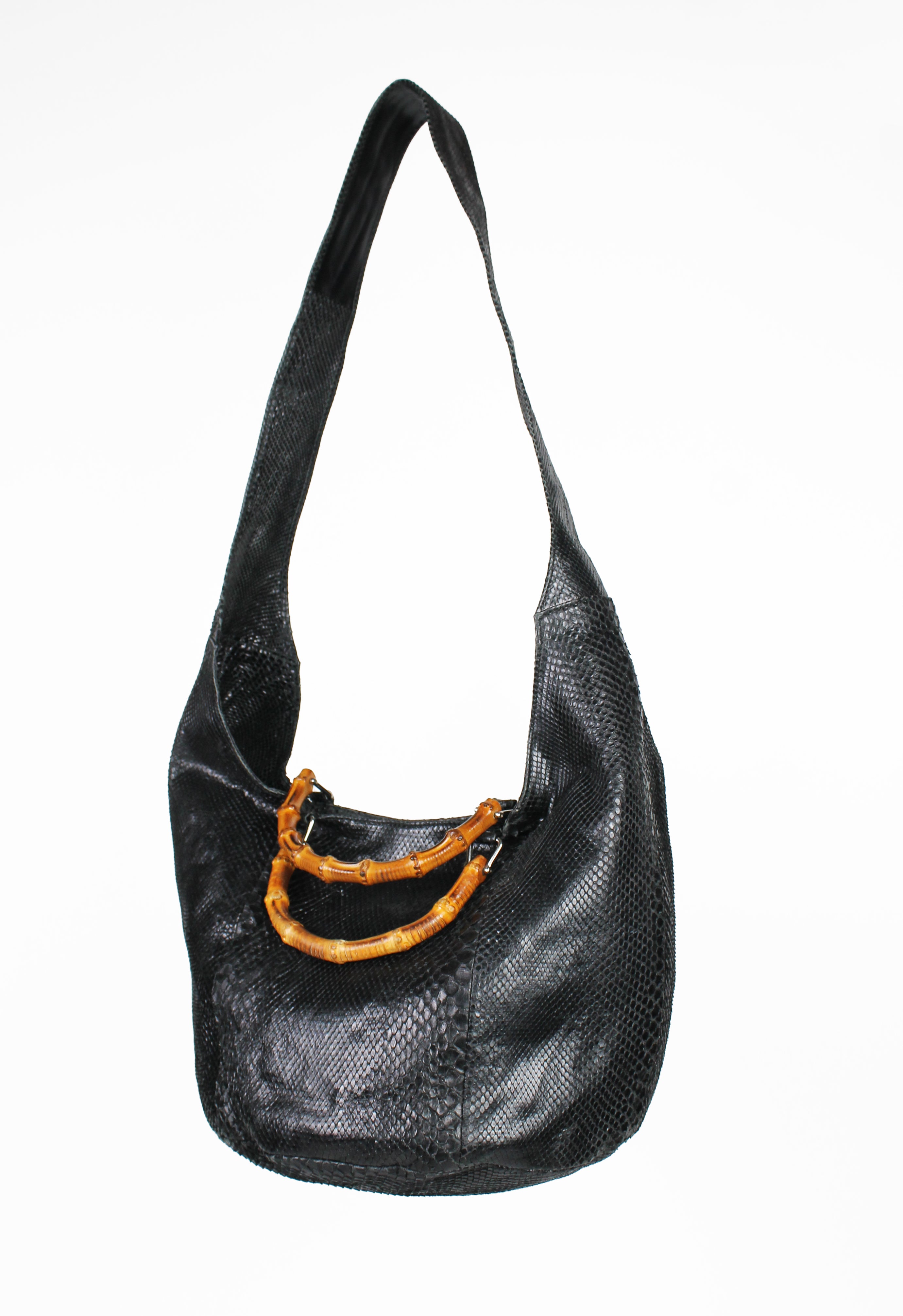 GUCCI TOM FORD SS 1996 BLACK PYTHON BAMBOO BAG