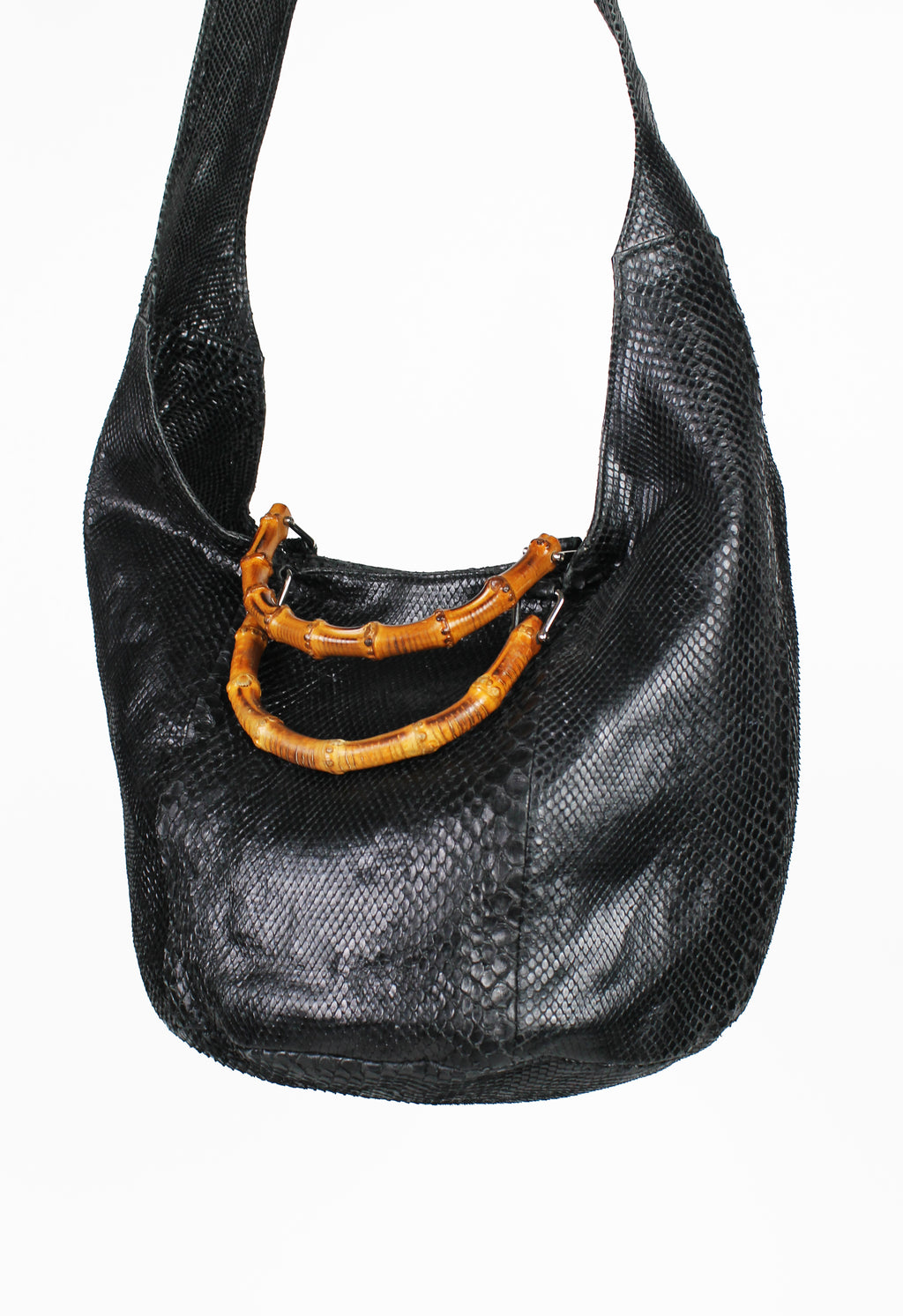 GUCCI TOM FORD SS 1996 BLACK PYTHON BAMBOO BAG