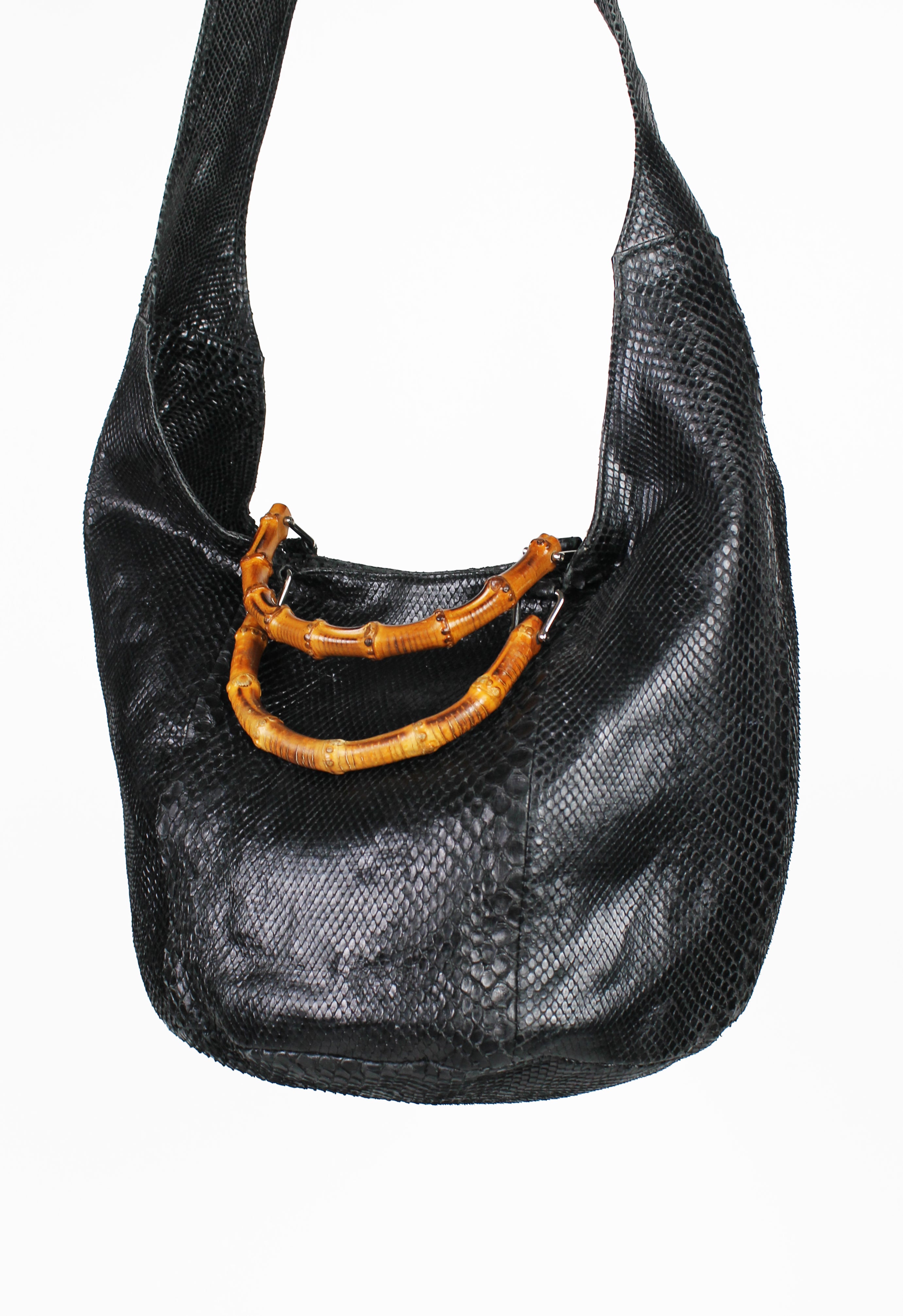 GUCCI TOM FORD SS 1996 BLACK PYTHON BAMBOO BAG