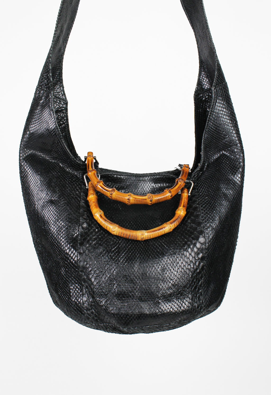 GUCCI TOM FORD SS 1996 BLACK PYTHON BAMBOO BAG