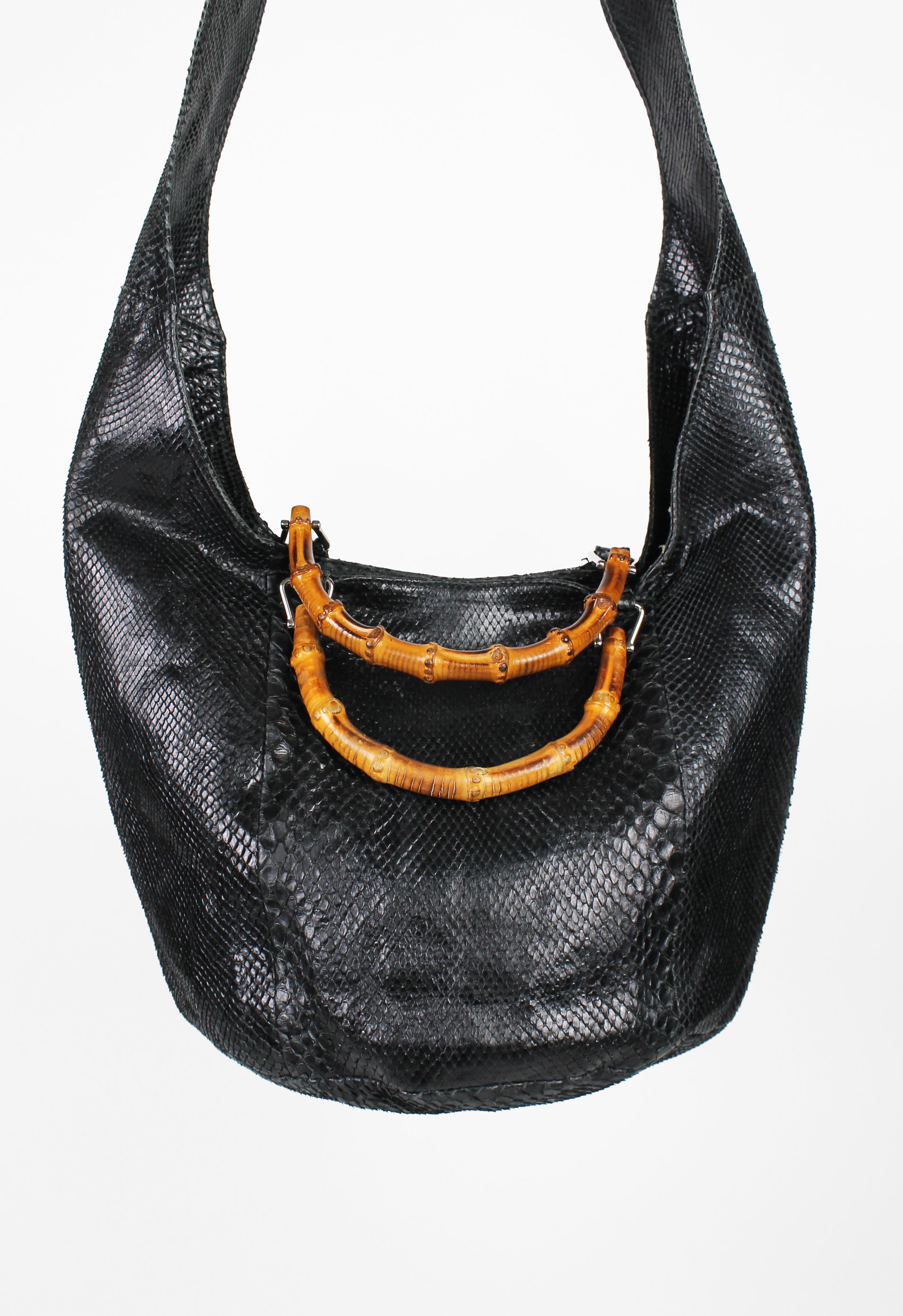 GUCCI TOM FORD SS 1996 BLACK PYTHON BAMBOO BAG