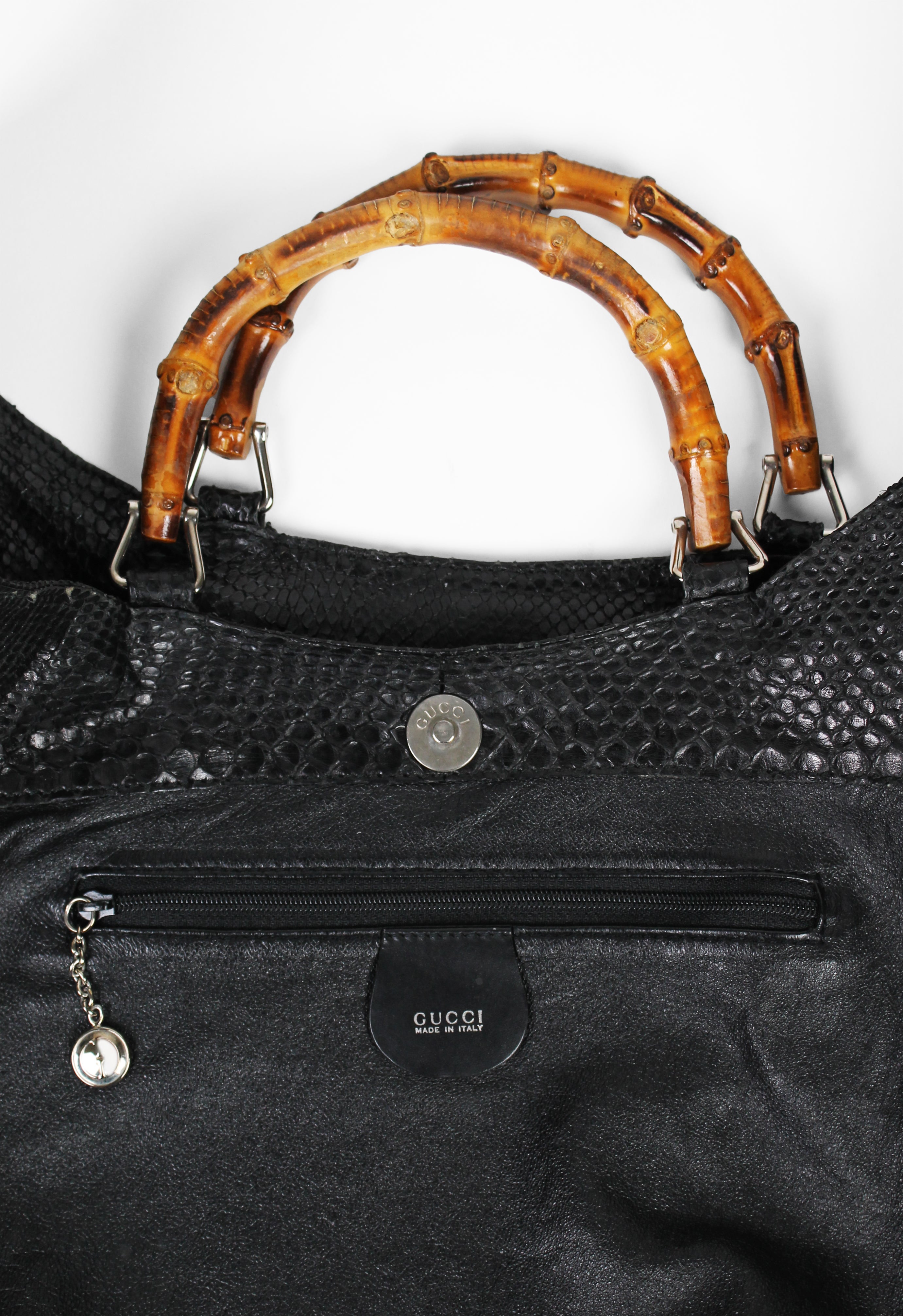 GUCCI TOM FORD SS 1996 BLACK PYTHON BAMBOO BAG