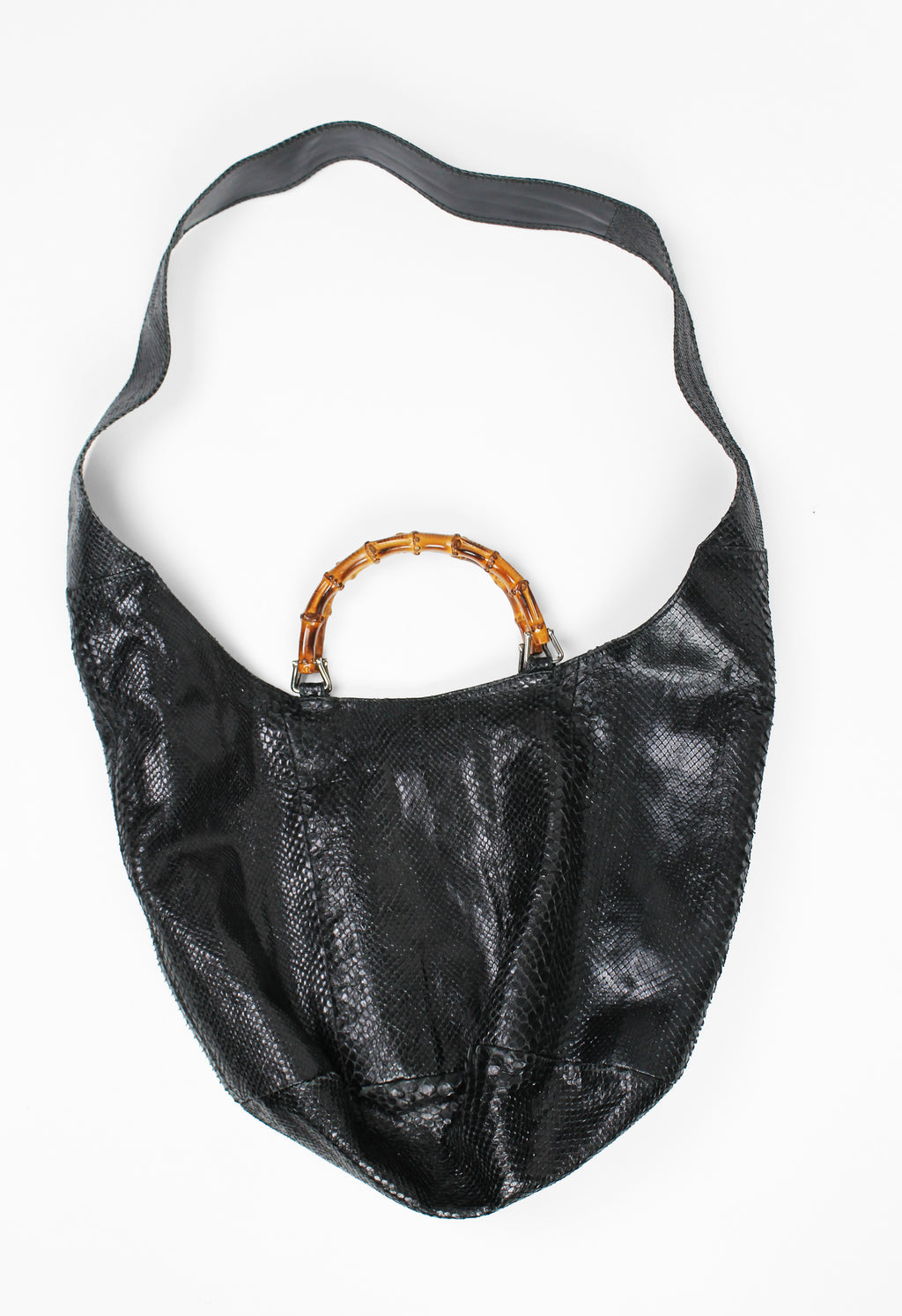 GUCCI TOM FORD SS 1996 BLACK PYTHON BAMBOO BAG