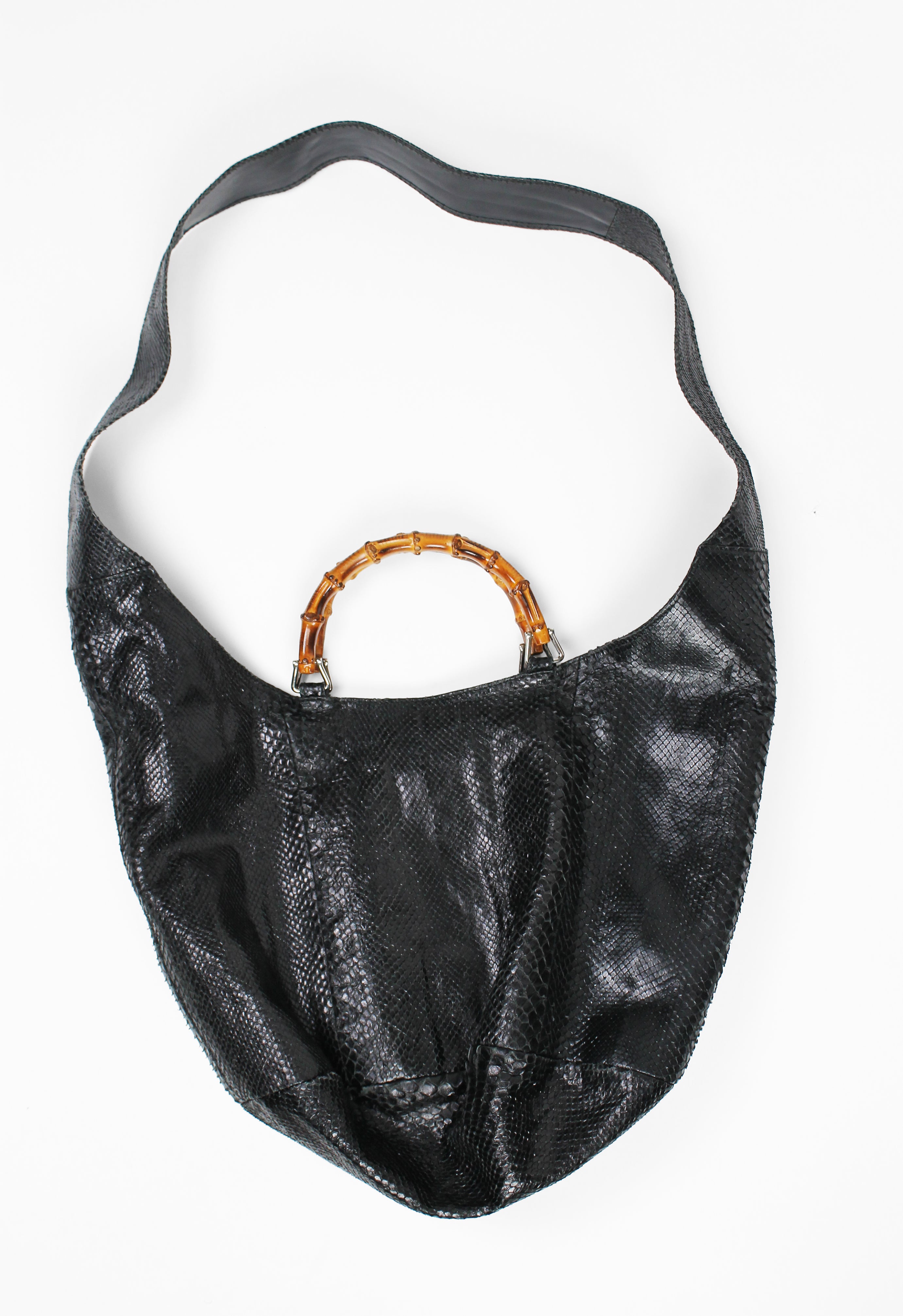 GUCCI TOM FORD SS 1996 BLACK PYTHON BAMBOO BAG