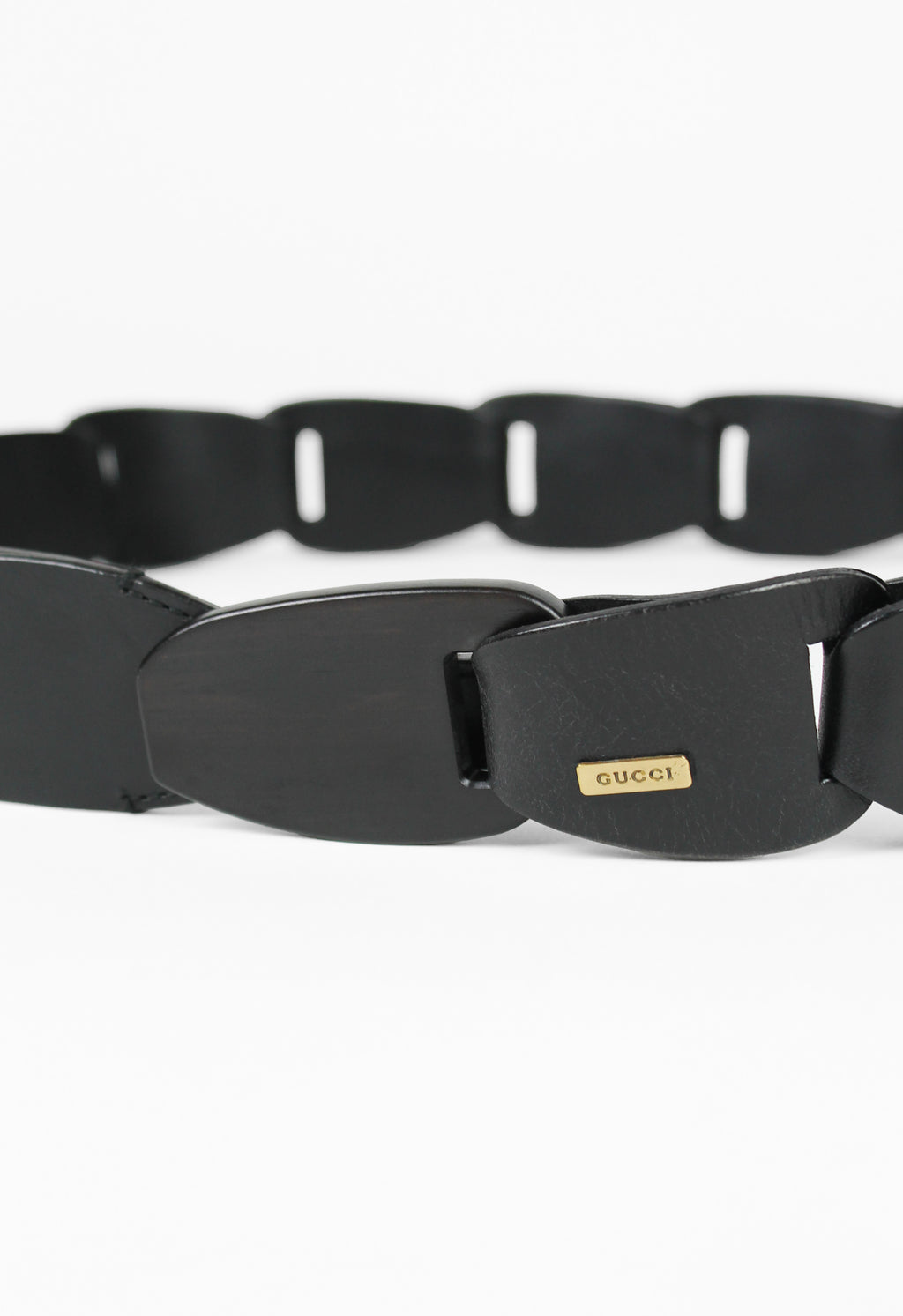 GUCCI TOM FORD SS 1997 BLACK LEATHER CHAIN BELT