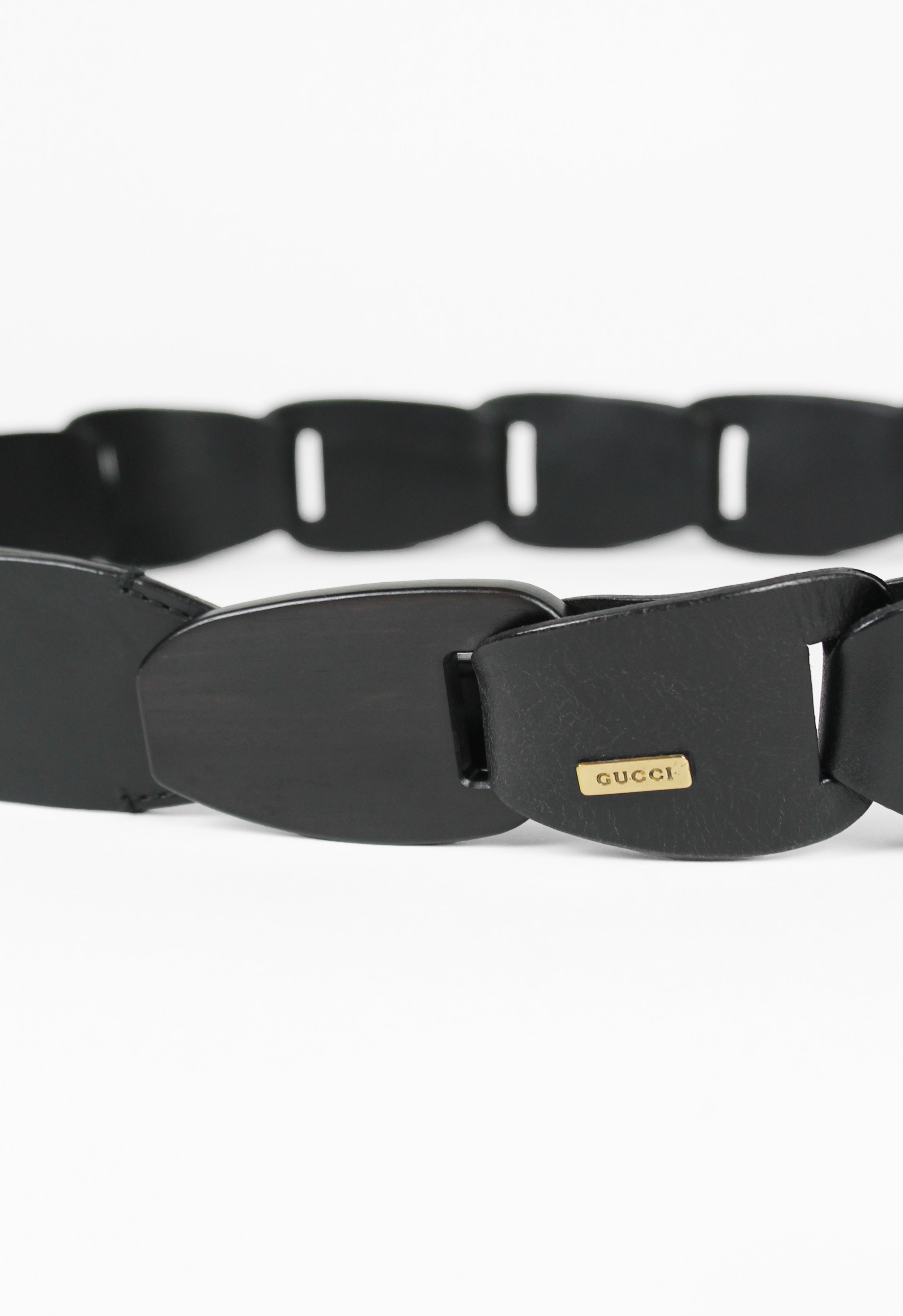 GUCCI TOM FORD SS 1997 BLACK LEATHER CHAIN BELT