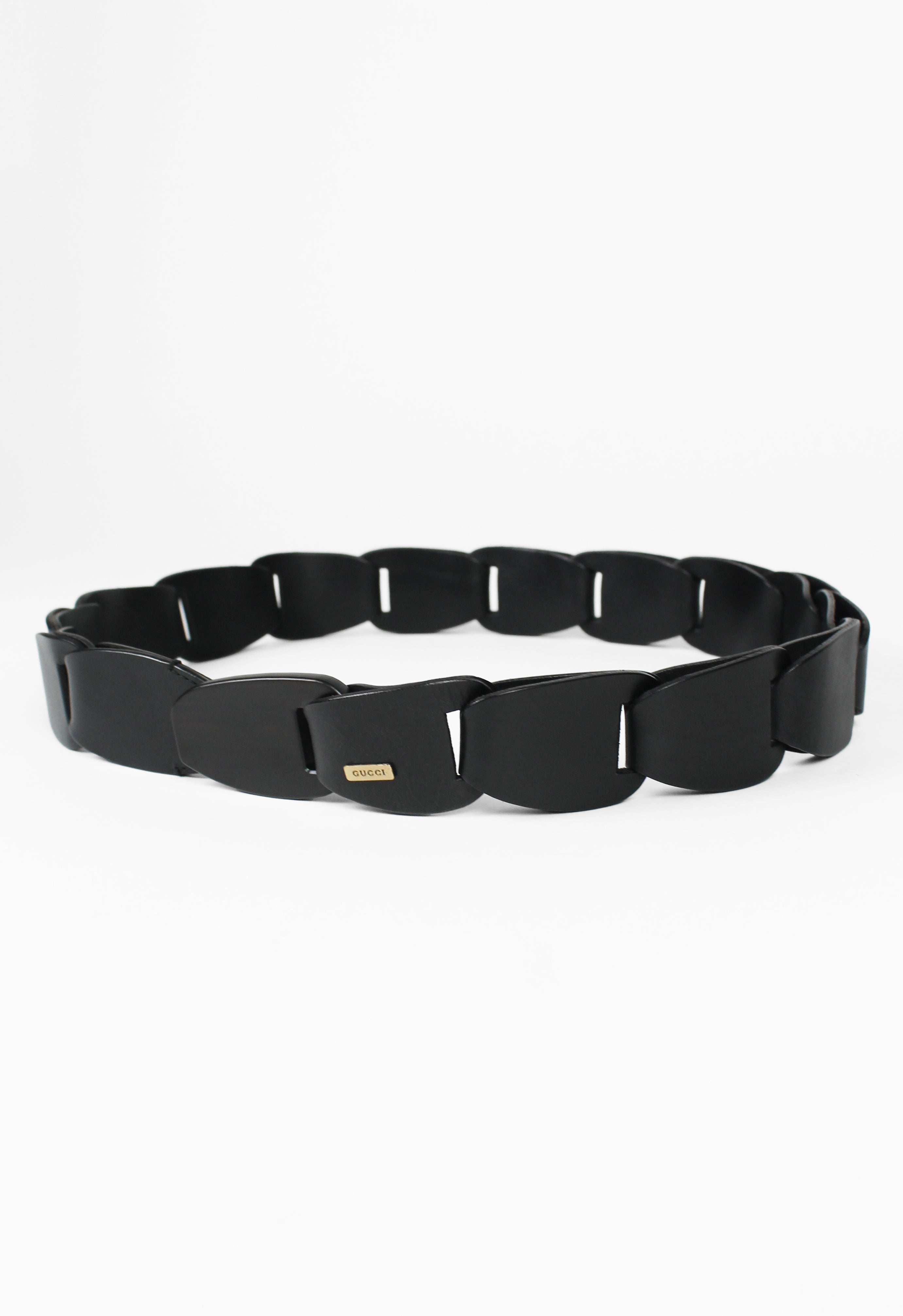 GUCCI TOM FORD SS 1997 BLACK LEATHER CHAIN BELT