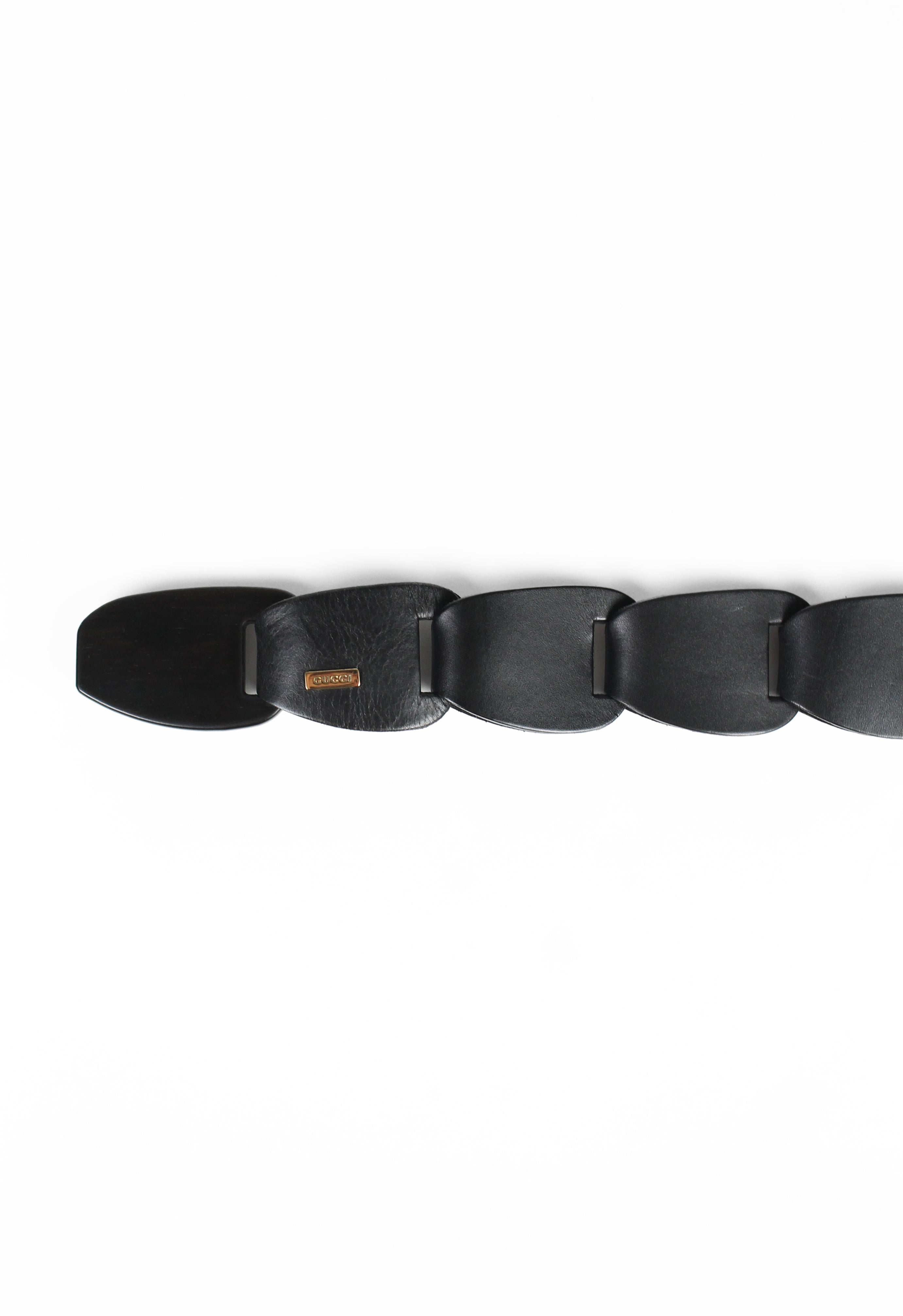 GUCCI TOM FORD SS 1997 BLACK LEATHER CHAIN BELT