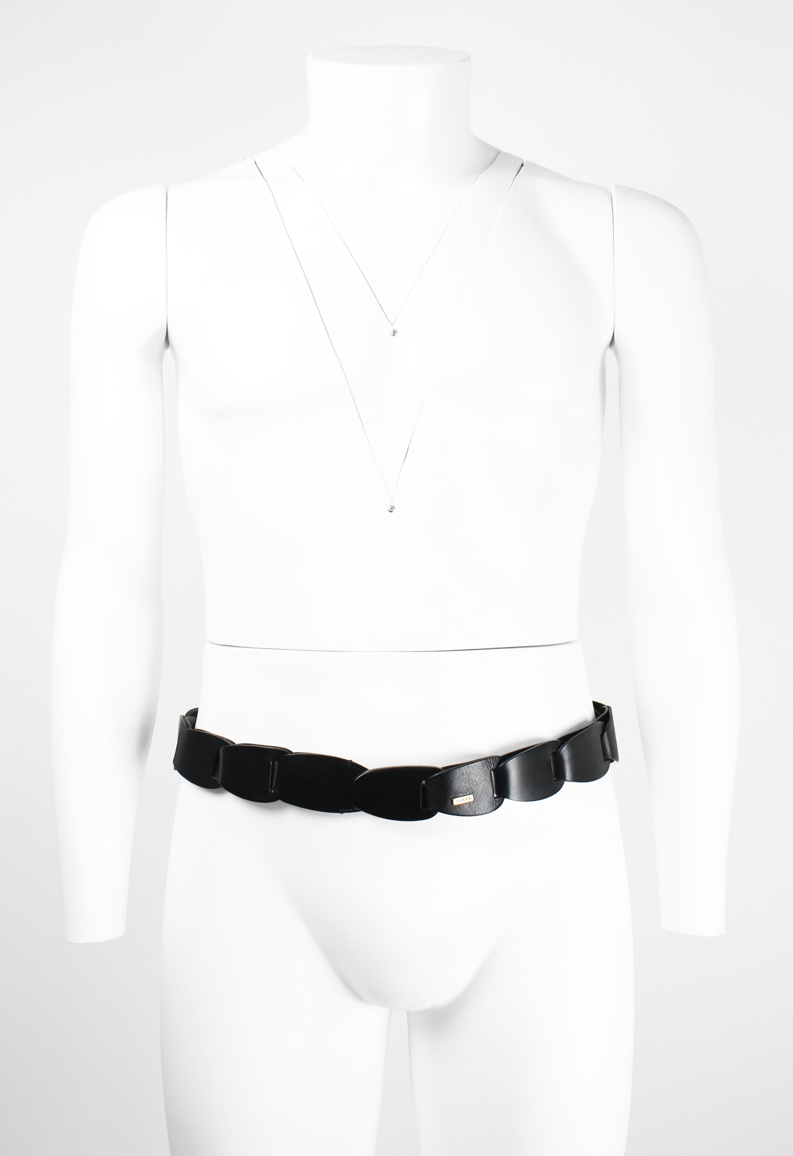GUCCI TOM FORD SS 1997 BLACK LEATHER CHAIN BELT