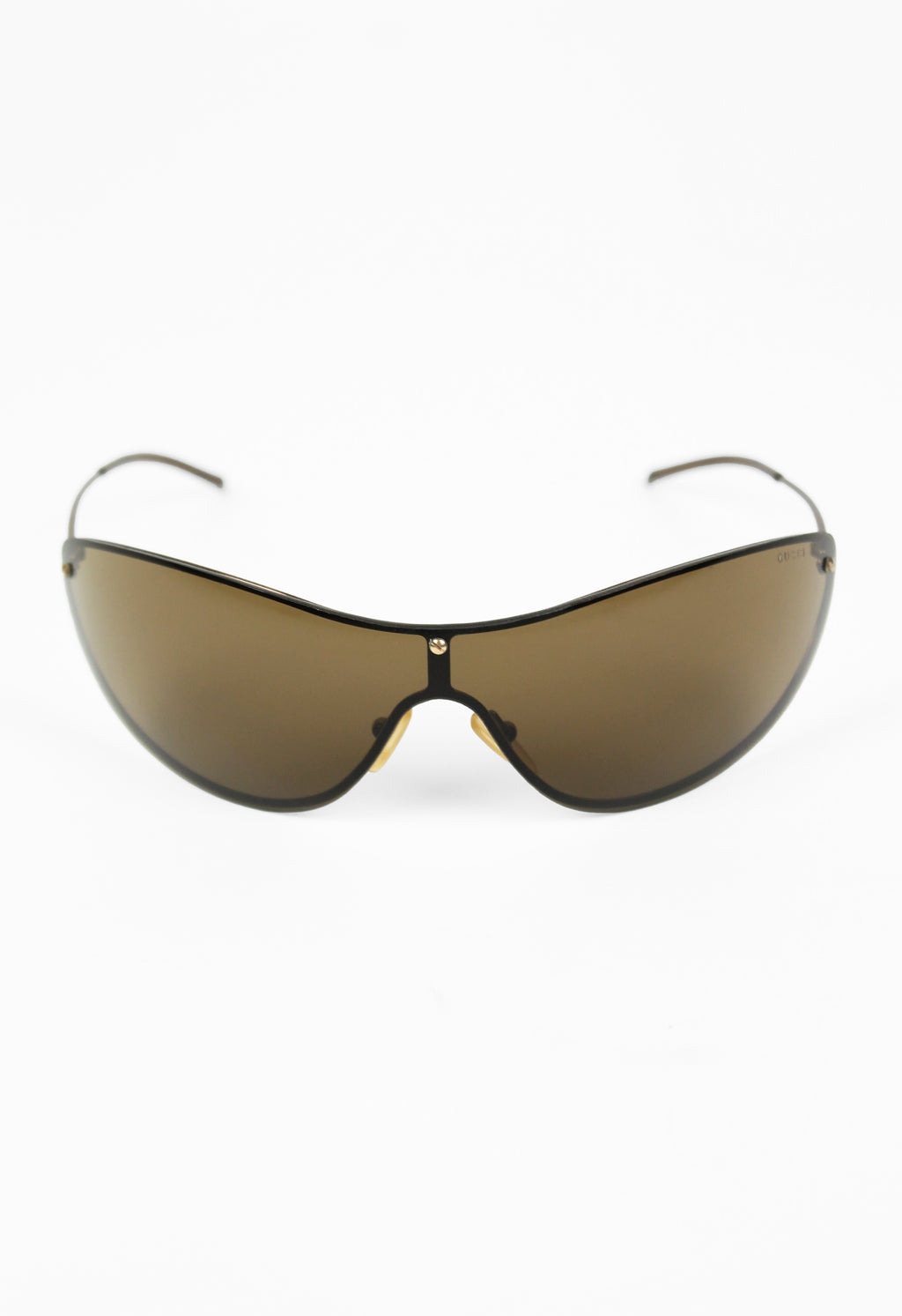 GUCCI TOM FORD SS 2001 BROWN CURVED WRAPAROUND SUNGLASSES