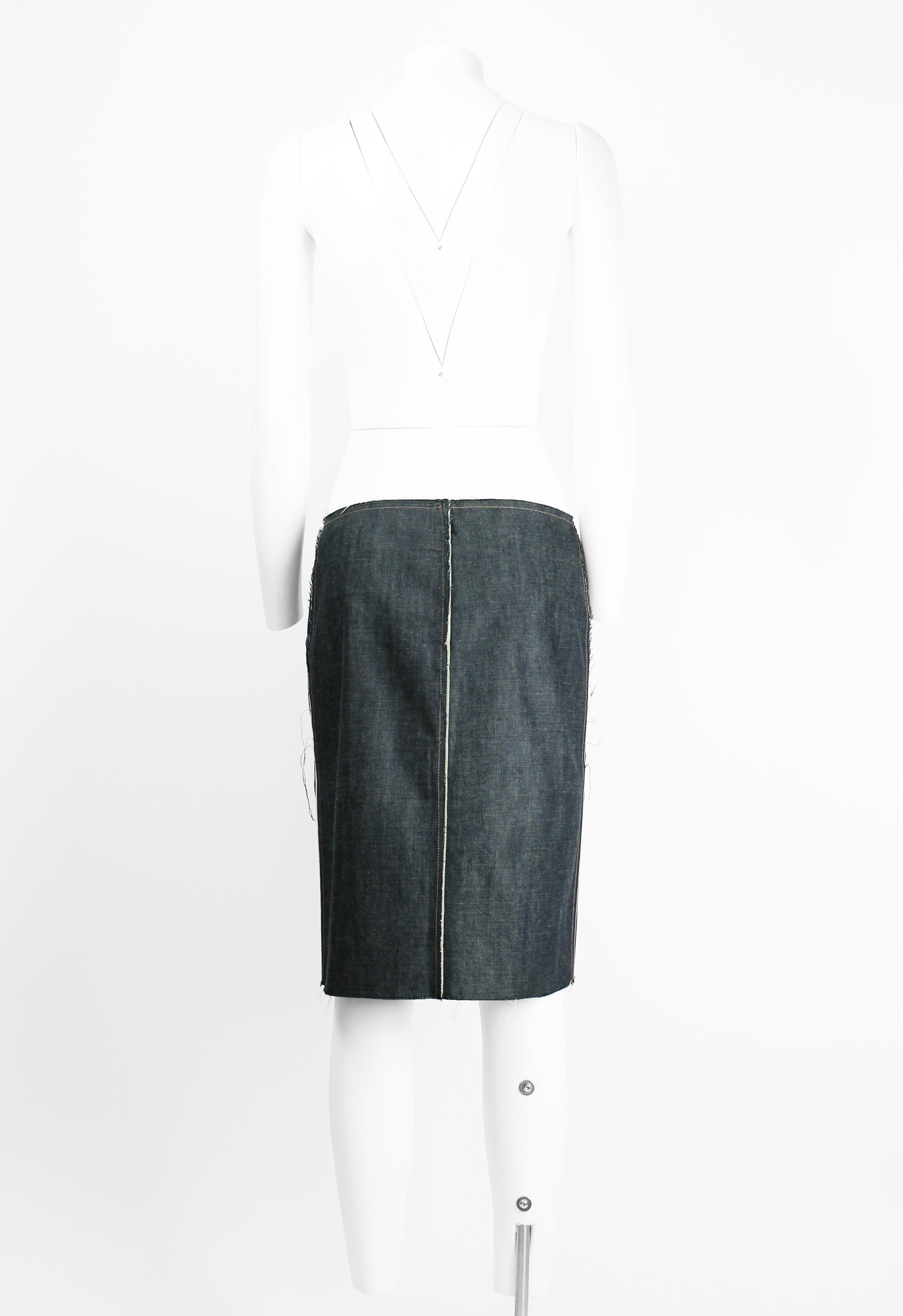 GUCCI TOM FORD SS 2002 LACE UP DENIM SKIRT
