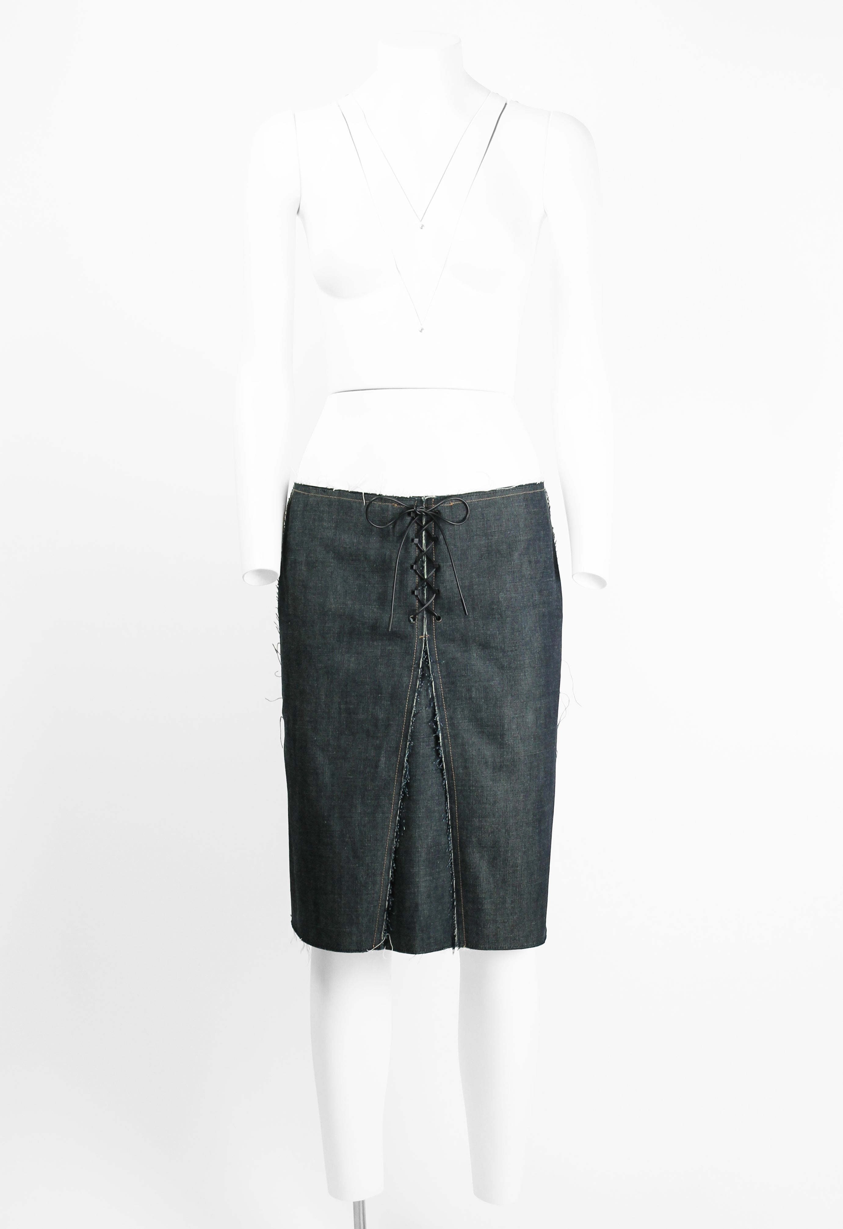 GUCCI TOM FORD SS 2002 LACE UP DENIM SKIRT – THE 543