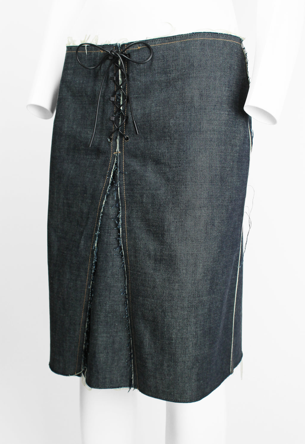 GUCCI TOM FORD SS 2002 LACE UP DENIM SKIRT