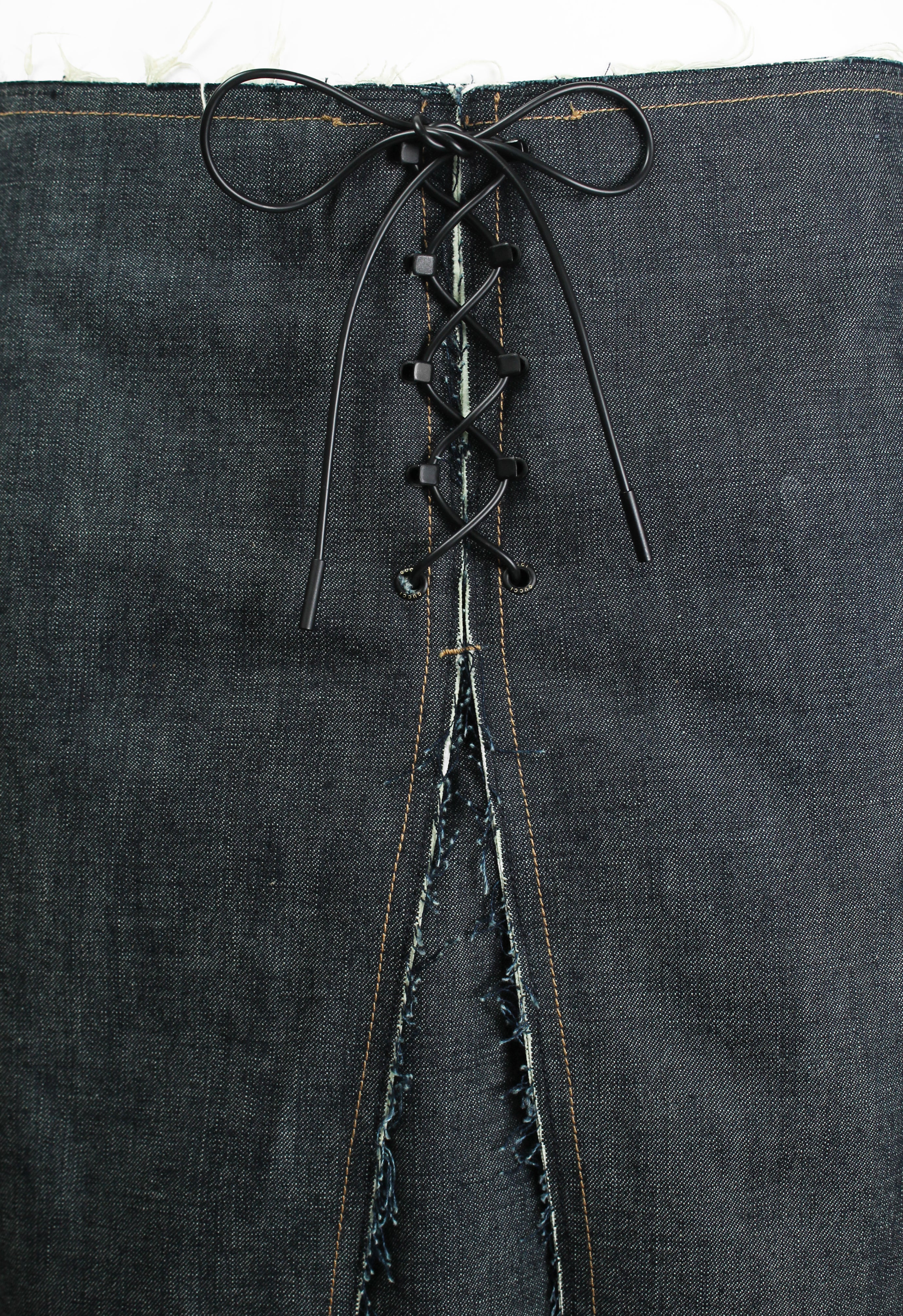 GUCCI TOM FORD SS 2002 LACE UP DENIM SKIRT