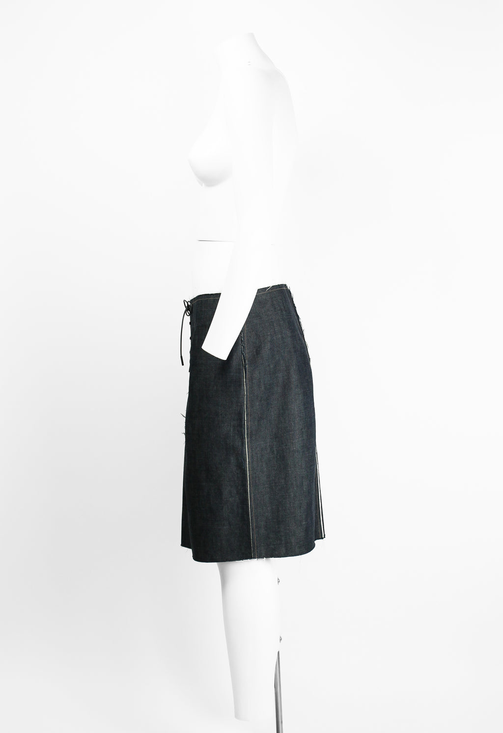 GUCCI TOM FORD SS 2002 LACE UP DENIM SKIRT