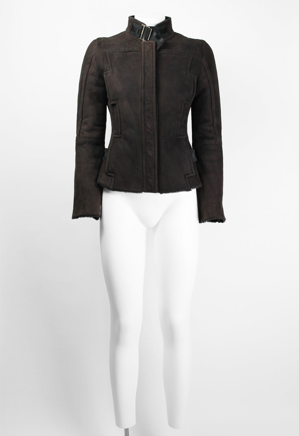 GUCCI TOM FORD FW 2004 BROWN SHEARLING BUCKLE JACKET
