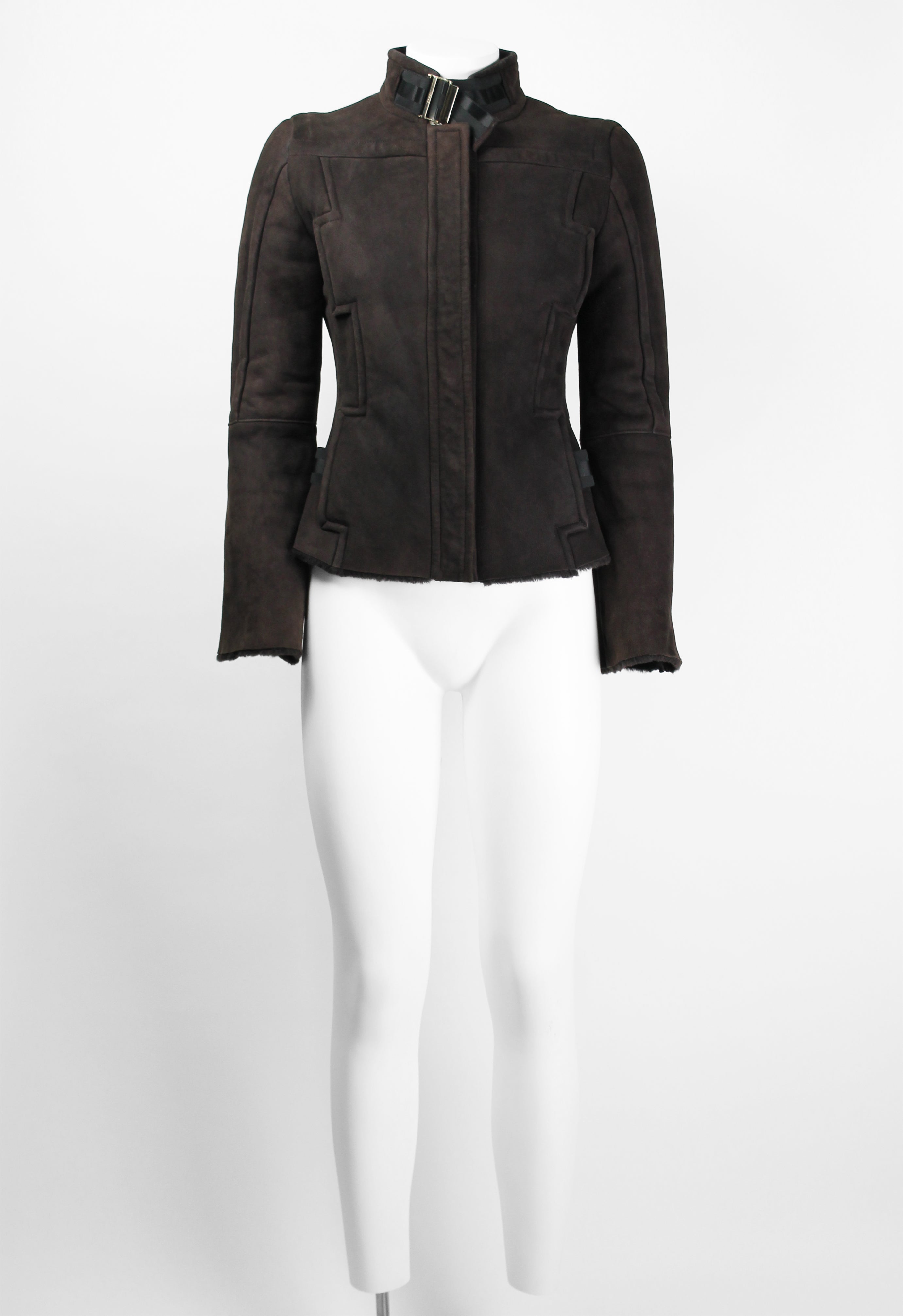 GUCCI TOM FORD FW 2004 BROWN SHEARLING BUCKLE JACKET