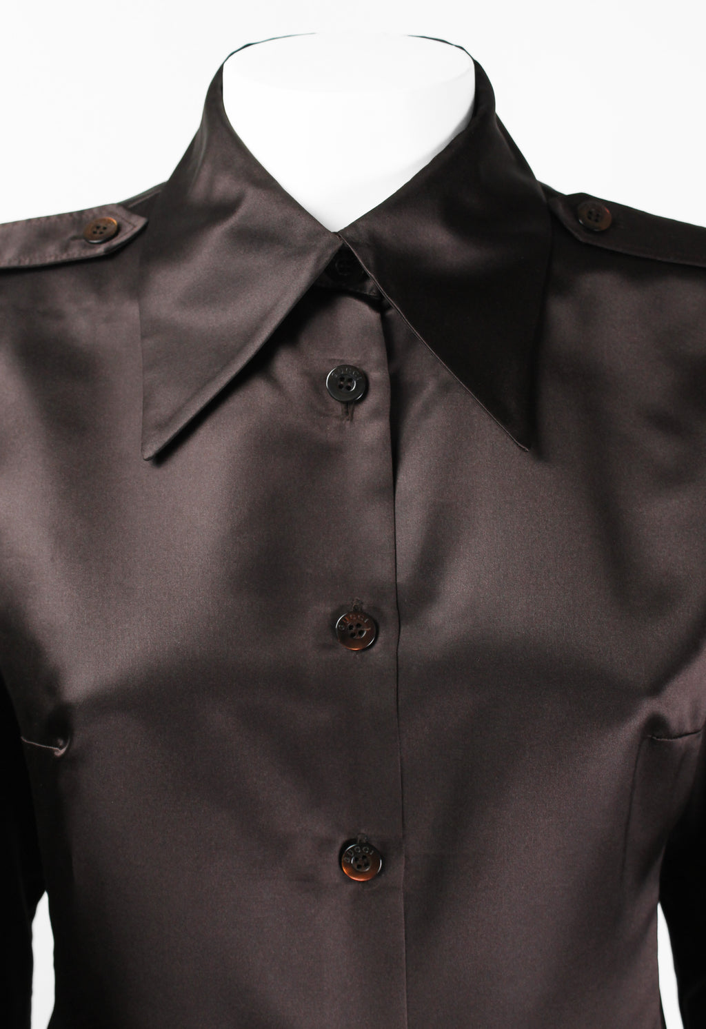 GUCCI TOM FORD FW 1996 BROWN SILK MILITARY SHIRT