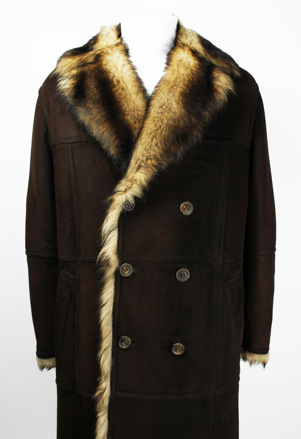 GUCCI TOM FORD FW 1997 HEAVY PANELLED SUEDE & FUR COAT