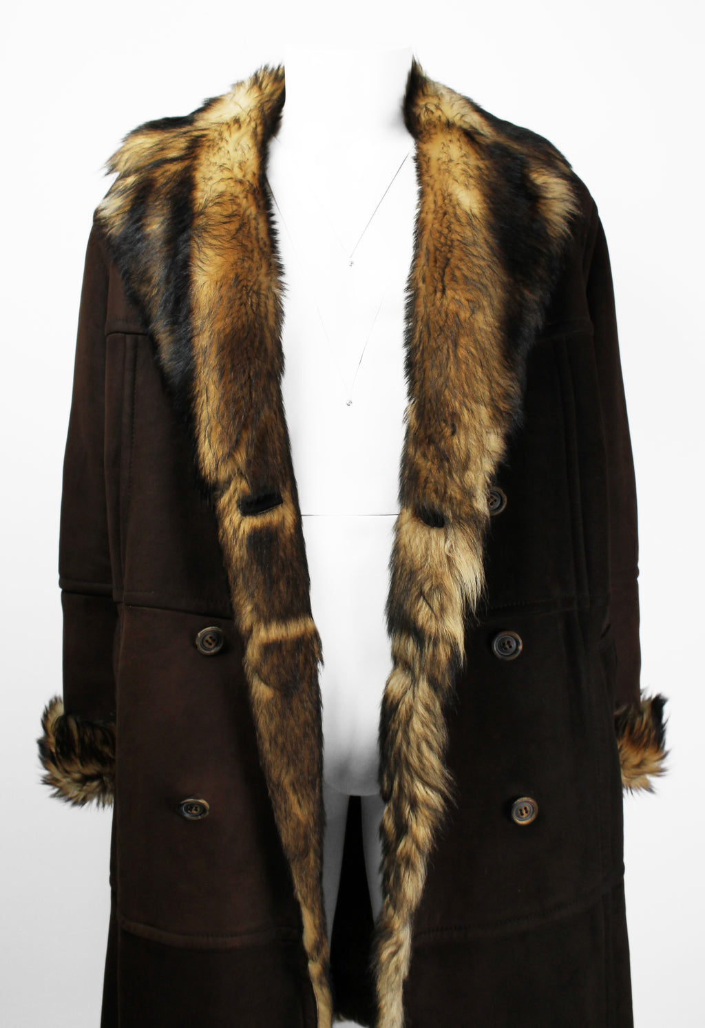 GUCCI TOM FORD FW 1997 HEAVY PANELLED SUEDE & FUR COAT