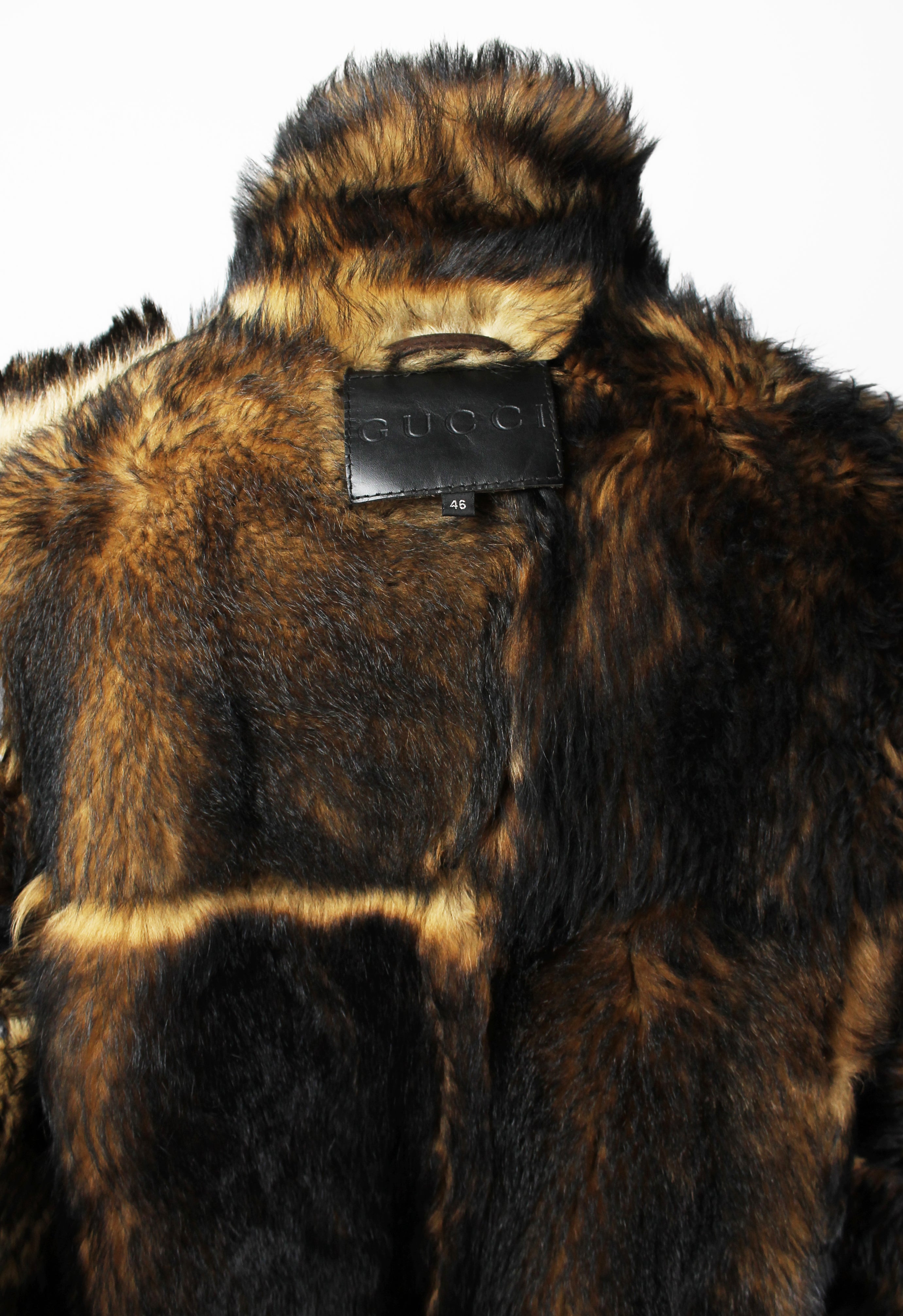 GUCCI TOM FORD FW 1997 HEAVY PANELLED SUEDE & FUR COAT
