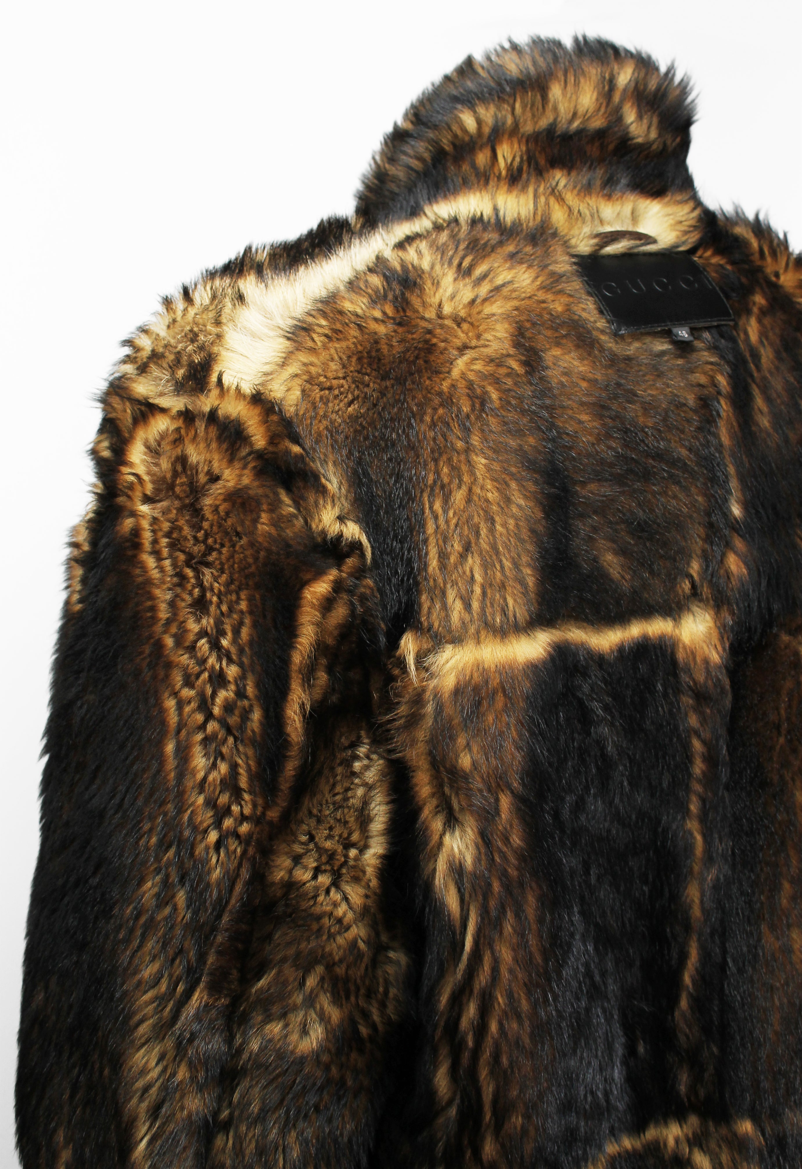 GUCCI TOM FORD FW 1997 HEAVY PANELLED SUEDE & FUR COAT