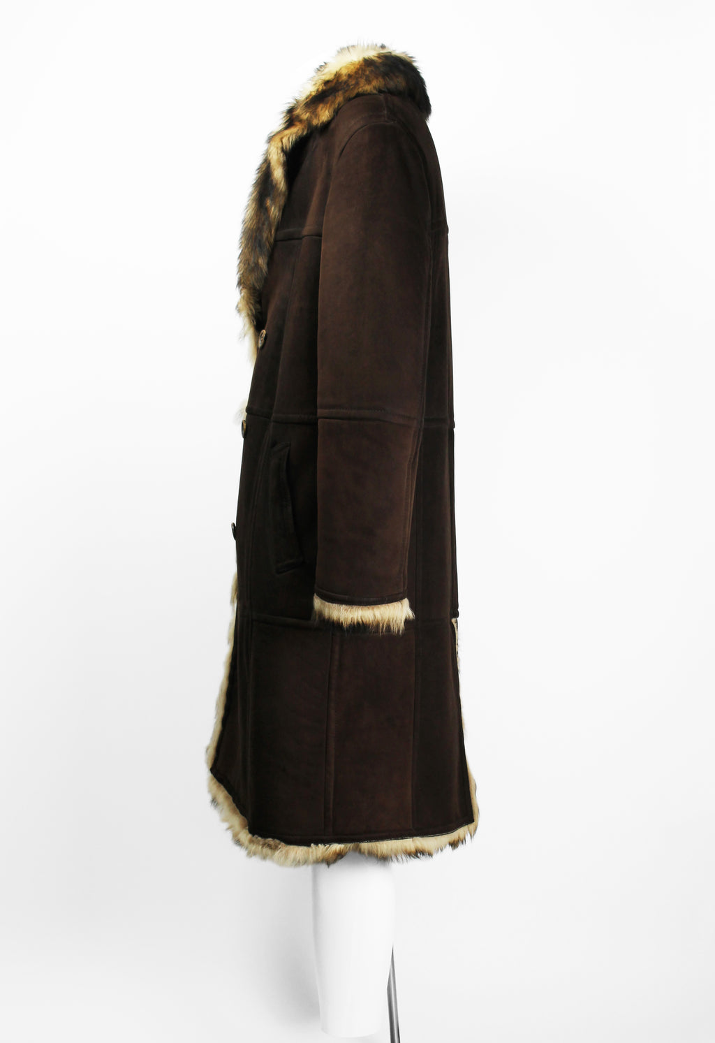 GUCCI TOM FORD FW 1997 HEAVY PANELLED SUEDE & FUR COAT