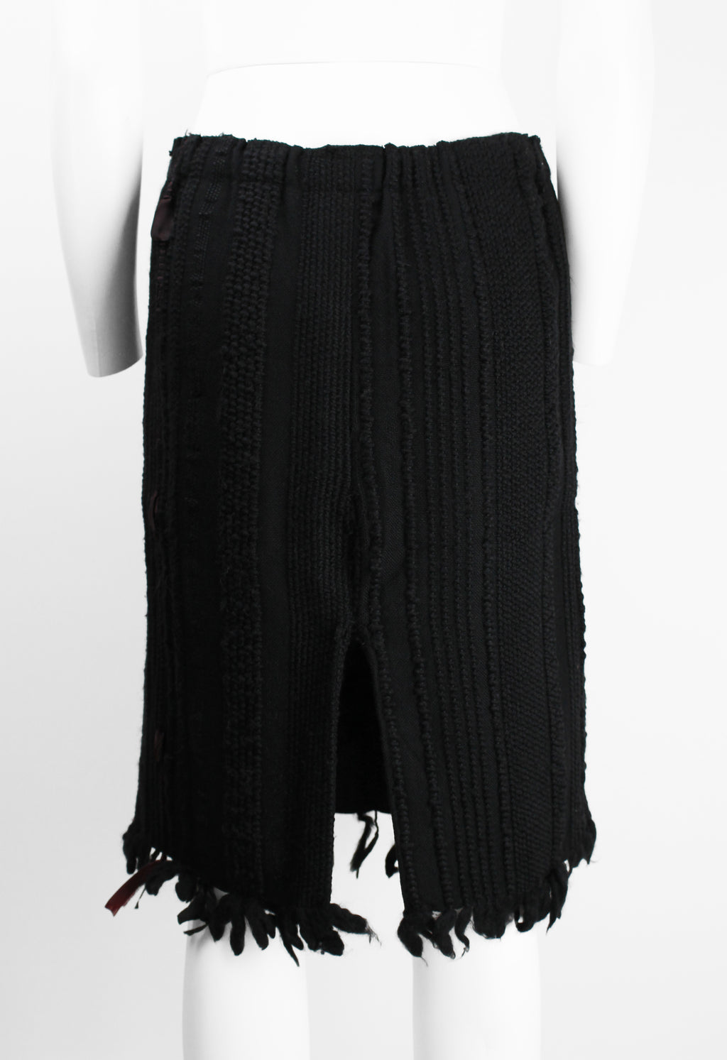 GUCCI TOM FORD FW 2002 FUR AND RIBBON KNITTED SKIRT
