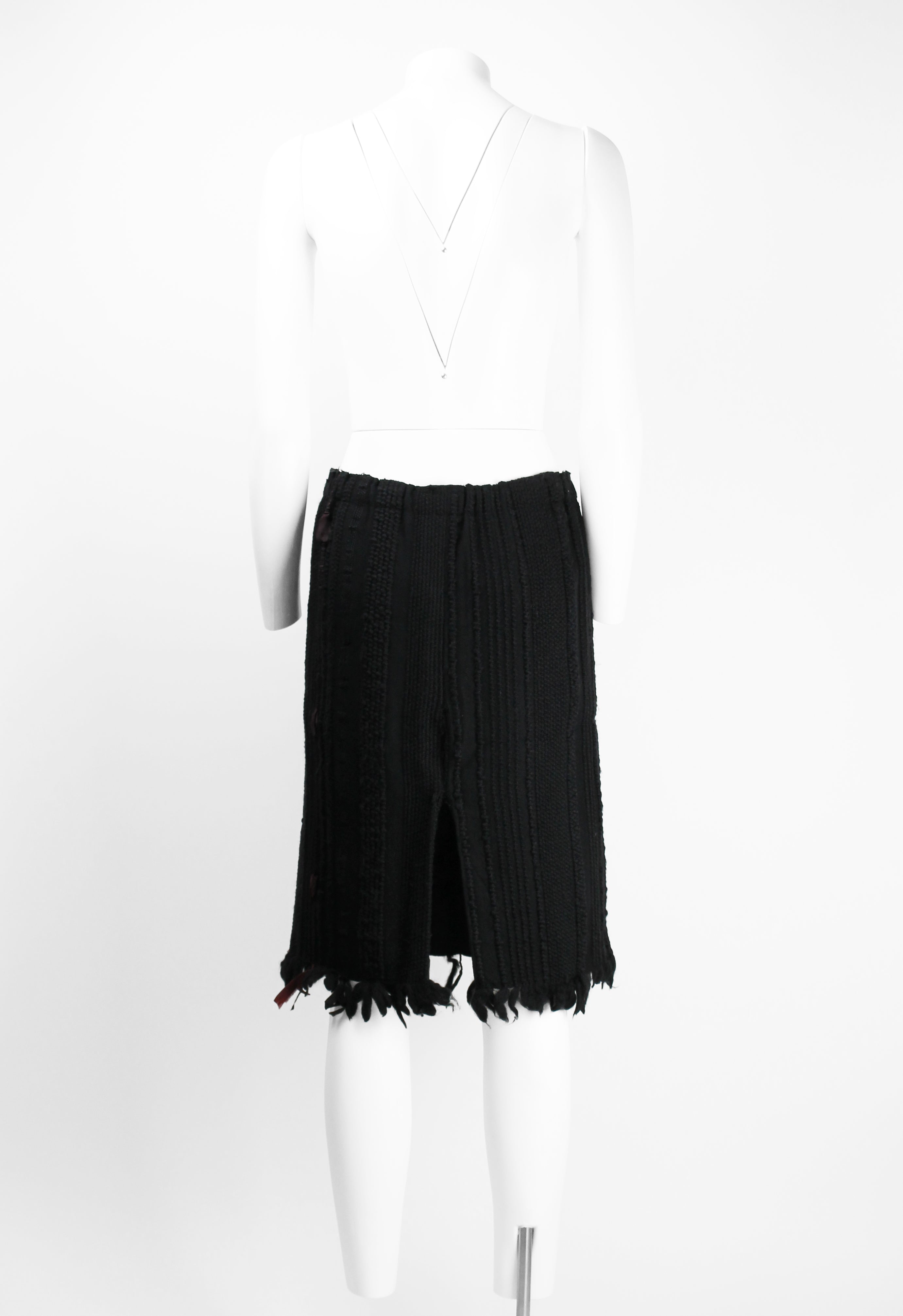 GUCCI TOM FORD FW 2002 FUR AND RIBBON KNITTED SKIRT