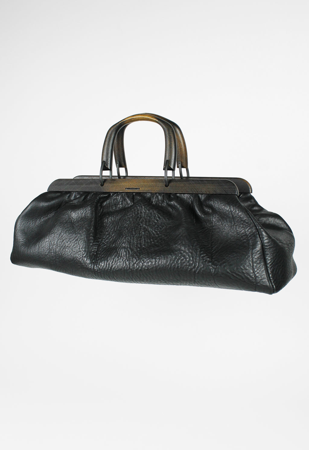 GUCCI TOM FORD FW 2002 XL LEATHER WOODEN HANDLE DOCTORS BAG