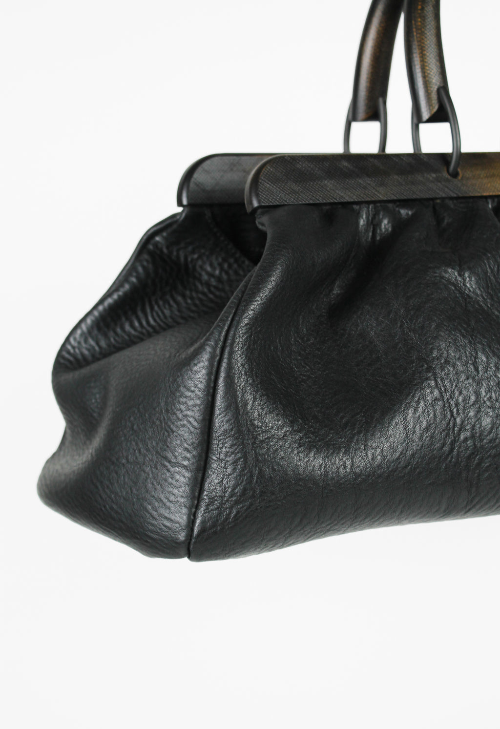 GUCCI TOM FORD FW 2002 XL LEATHER WOODEN HANDLE DOCTORS BAG