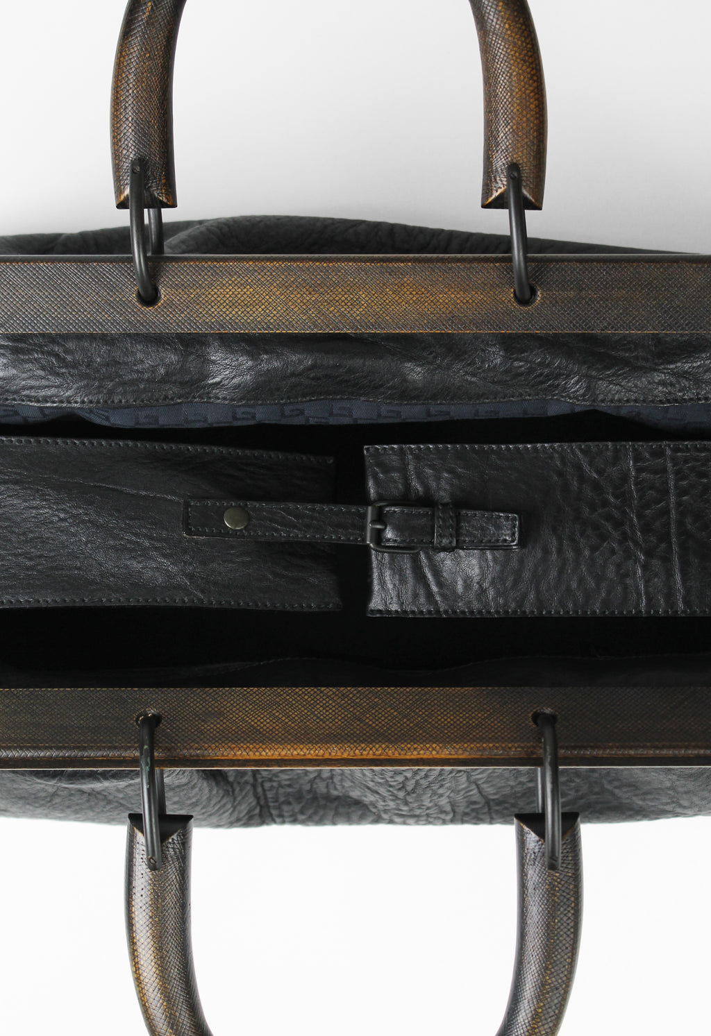 GUCCI TOM FORD FW 2002 XL LEATHER WOODEN HANDLE DOCTORS BAG