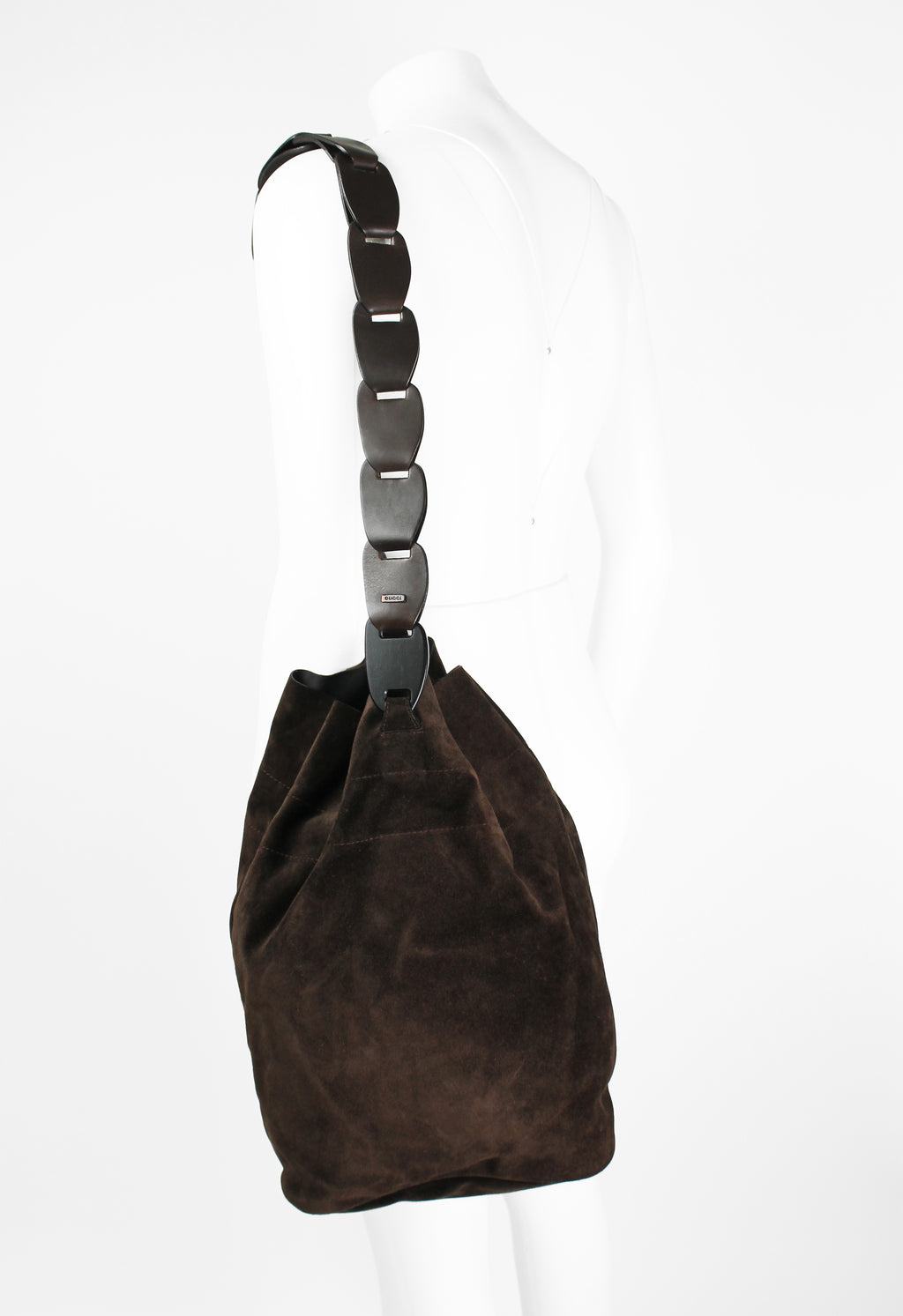 GUCCI TOM FORD SS 1997 CHAIN STRAP SUEDE BUCKET BAG