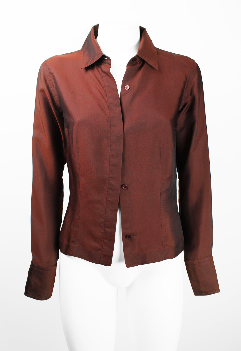 GUCCI TOM FORD SS 1998 SILK IRIDESCENT RED SHIRT