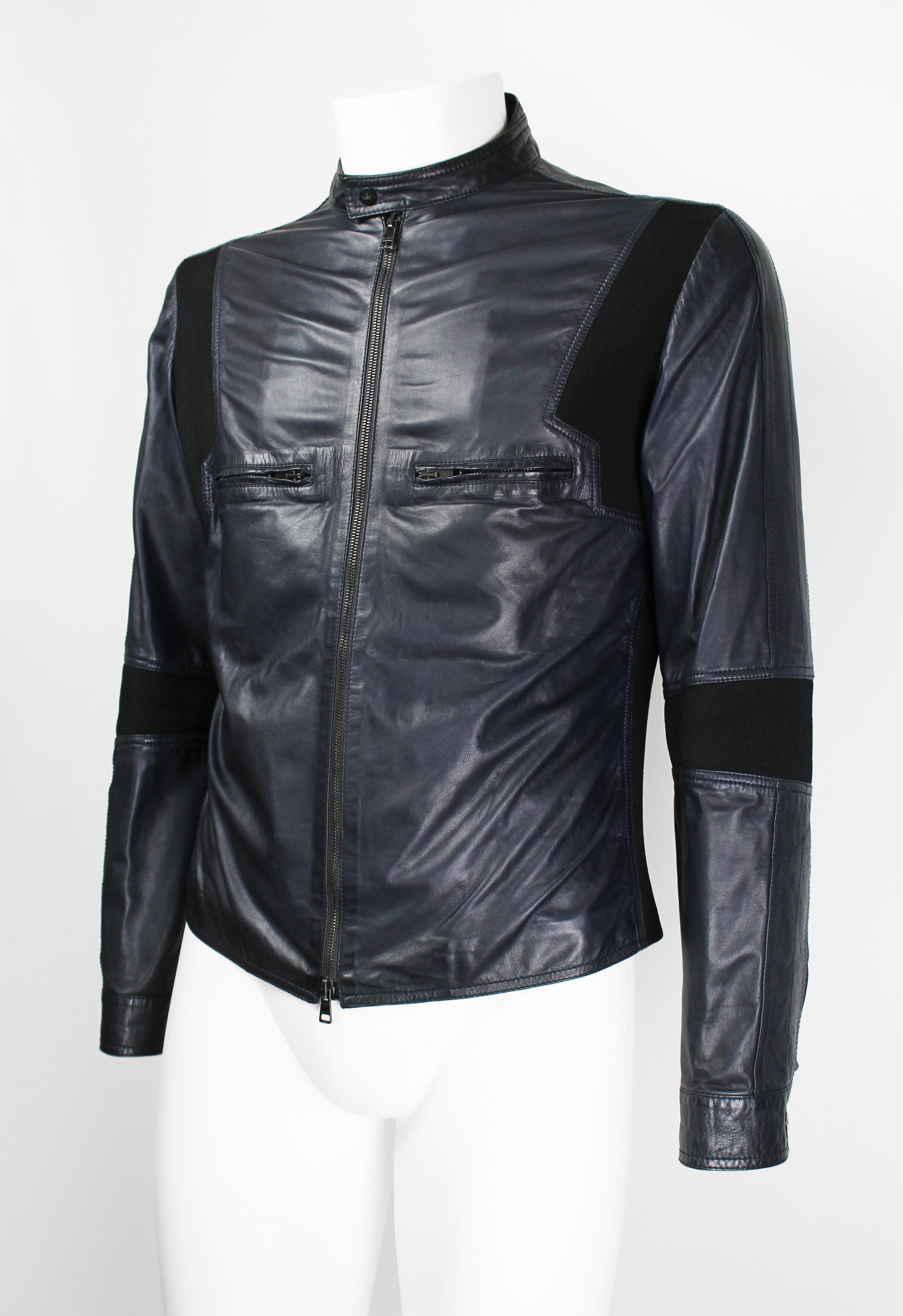 GUCCI TOM FORD SS 1999 BLUE LEATHER RACER JACKET