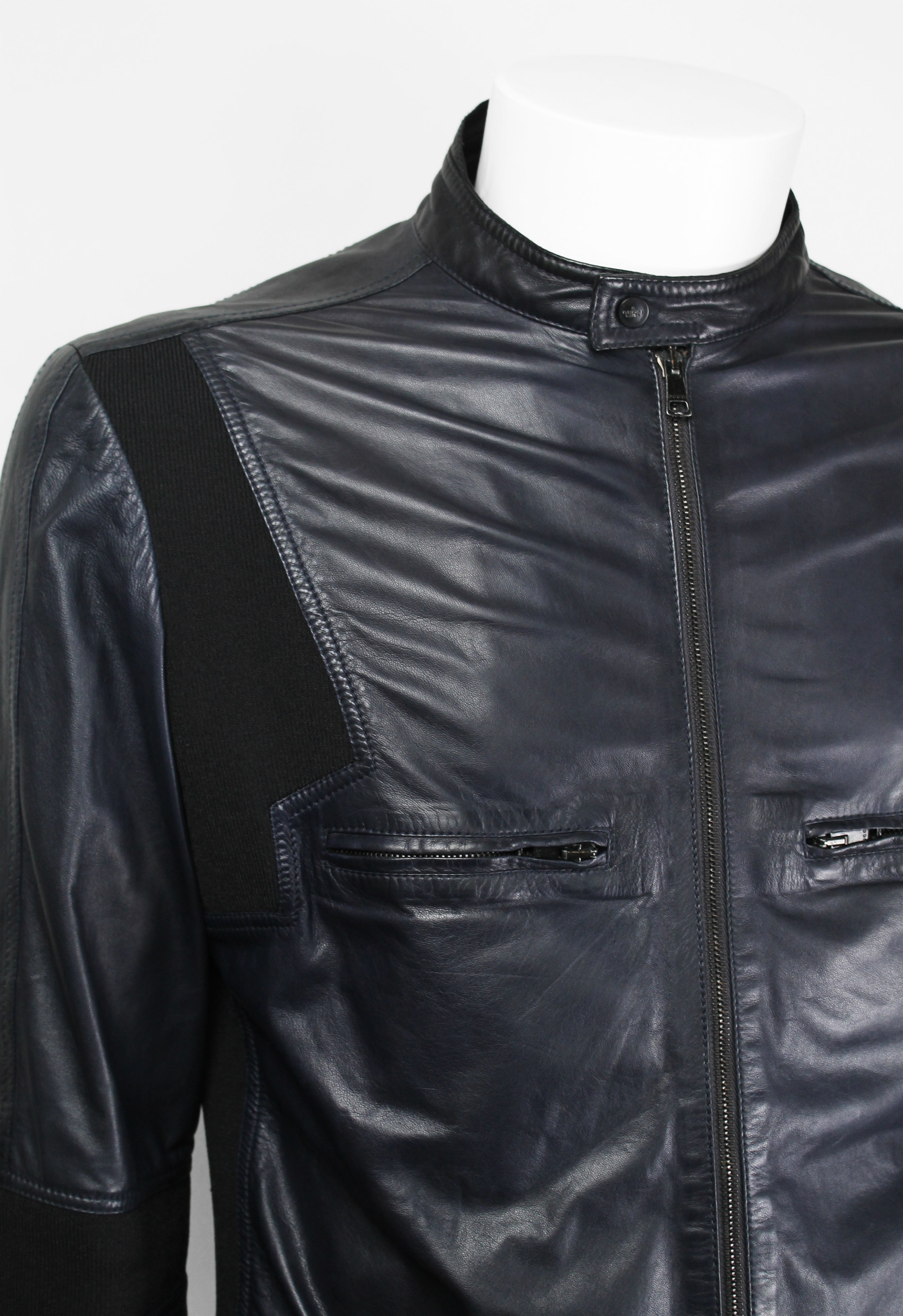 GUCCI TOM FORD SS 1999 BLUE LEATHER RACER JACKET