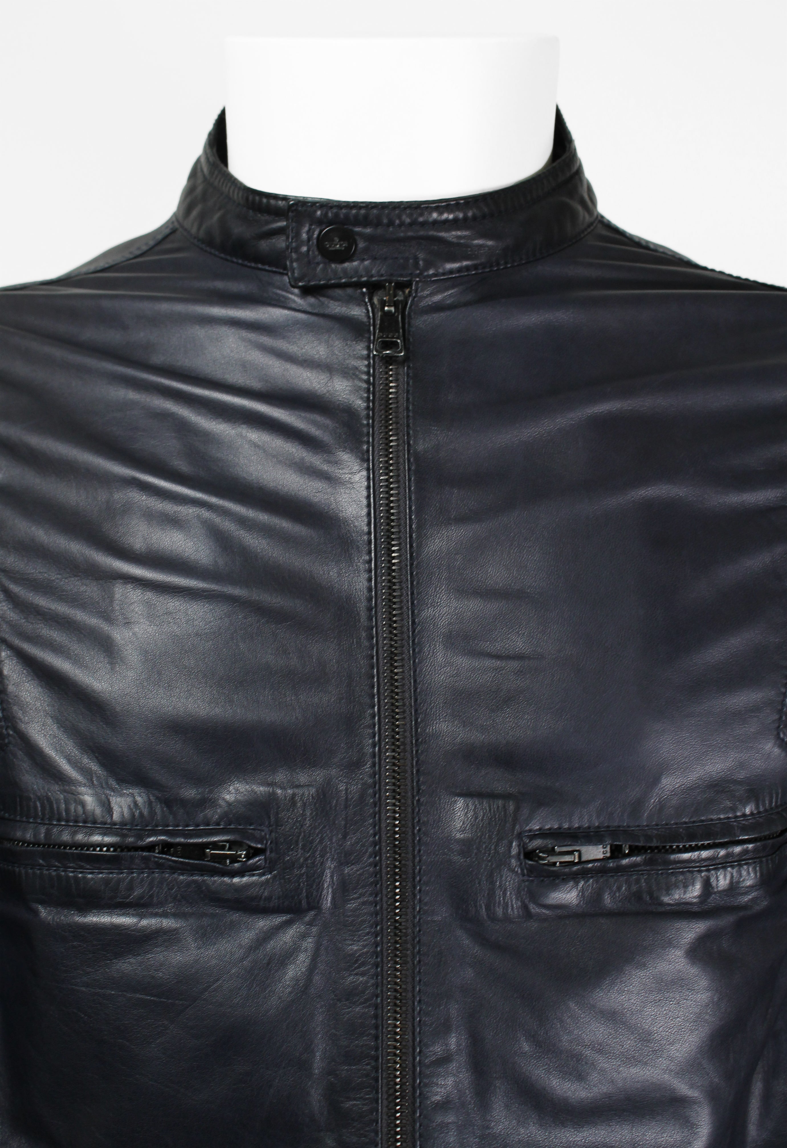 GUCCI TOM FORD SS 1999 BLUE LEATHER RACER JACKET