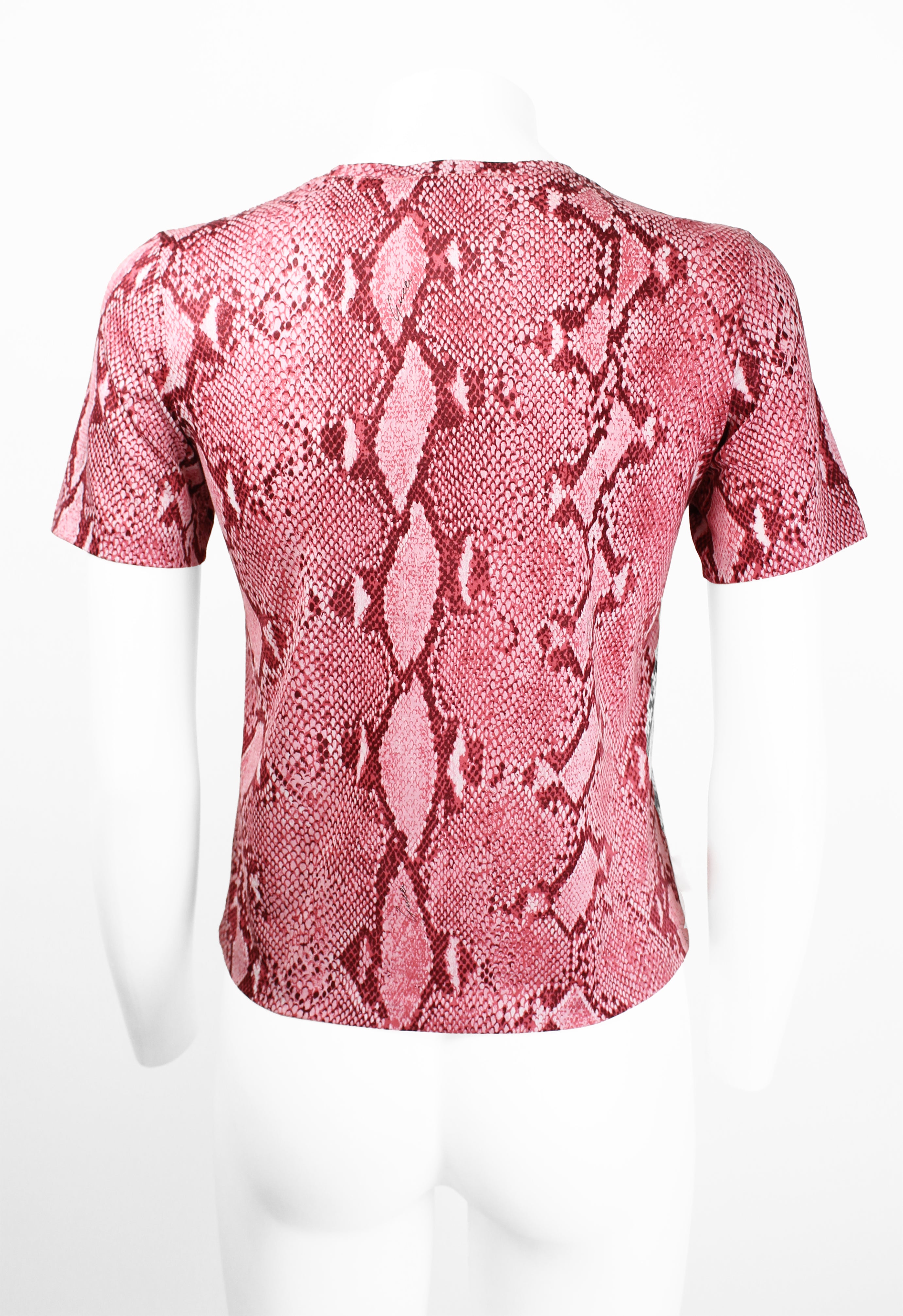 GUCCI SS 2000 PINK PYTHON PRINT T-SHIRT