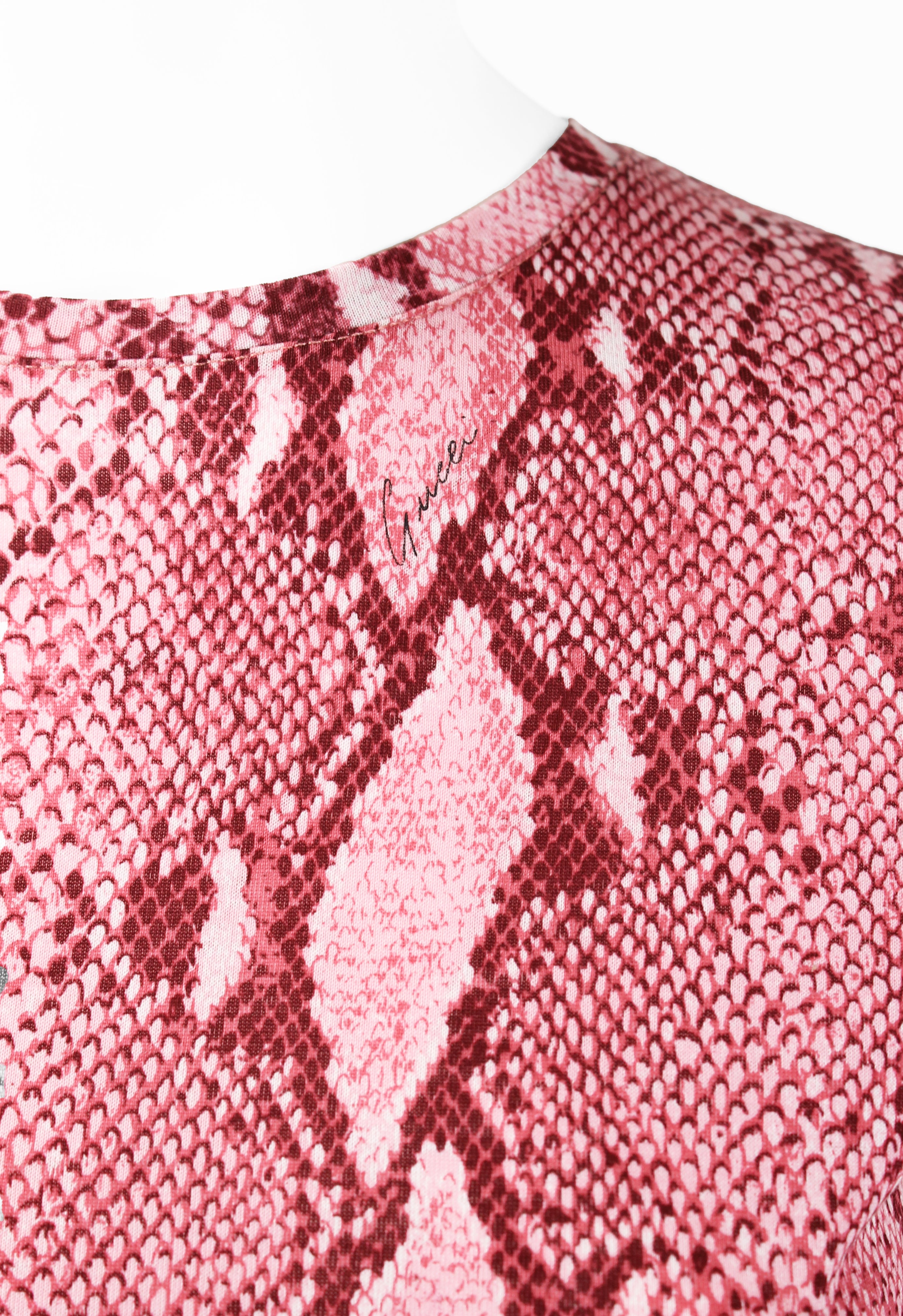 GUCCI SS 2000 PINK PYTHON PRINT T-SHIRT