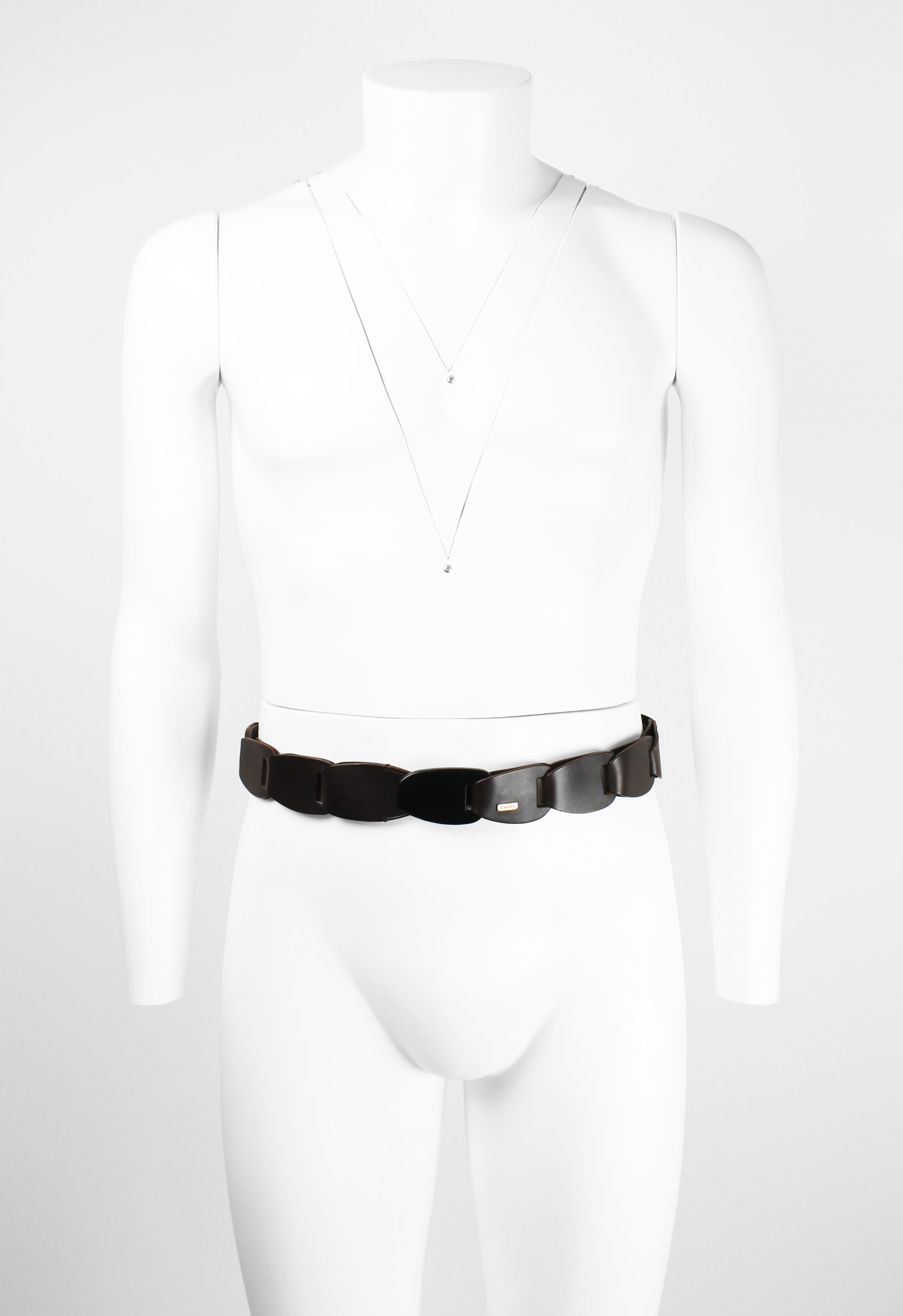 GUCCI TOM FORD SS 1997 BROWN LEATHER CHAIN BELT