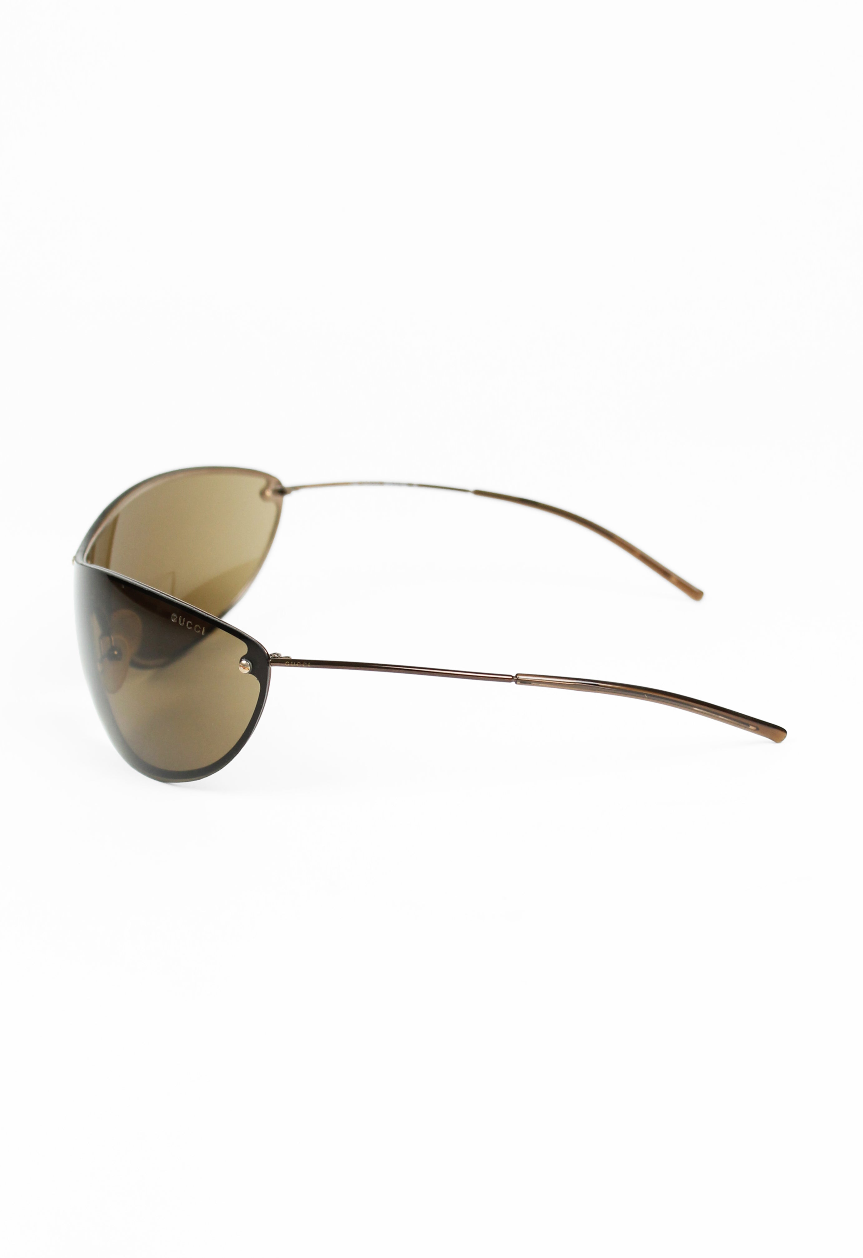 GUCCI TOM FORD SS 2001 BROWN CURVED WRAPAROUND SUNGLASSES