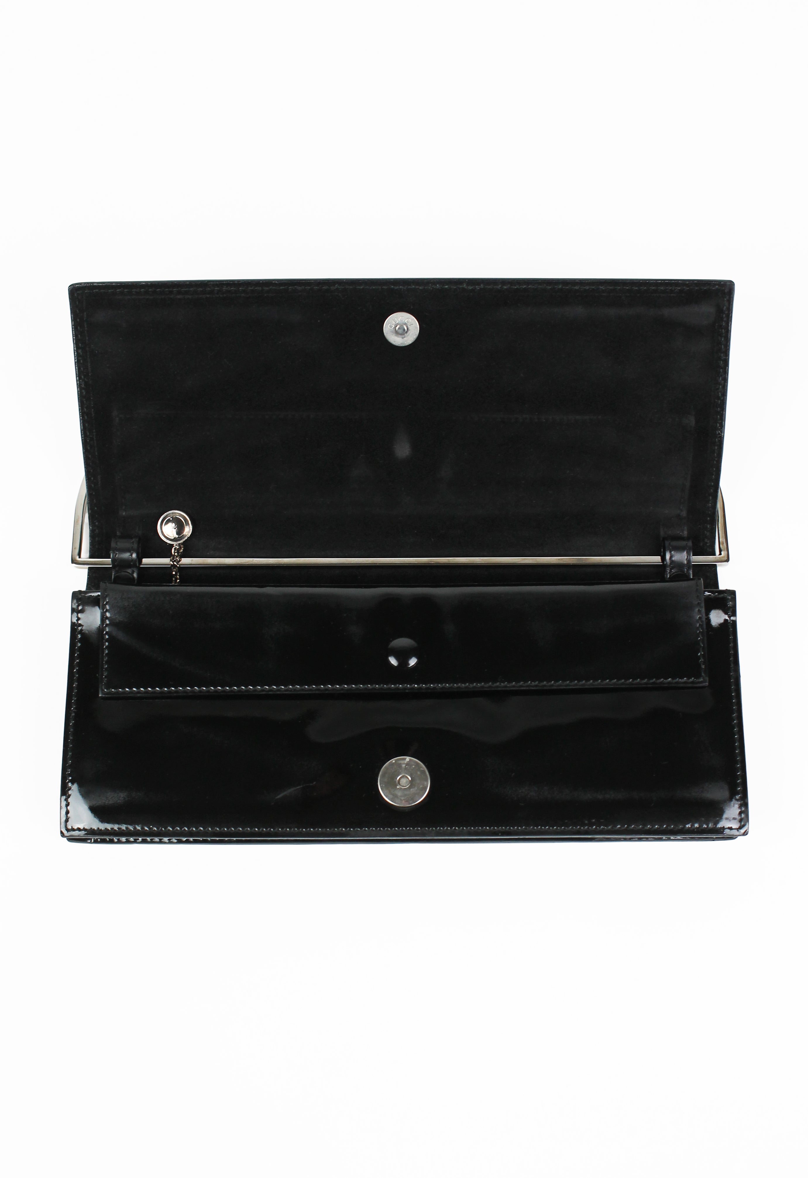 GUCCI TOM FORD FW 1997 METAL RING PATENT CONVERTIBLE CLUTCH BAG